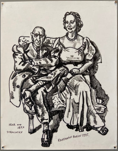 Link to Igor and Vera Stravinsky Konstantin Bokov Charcoal DrawingU.S.A, 1985 Product