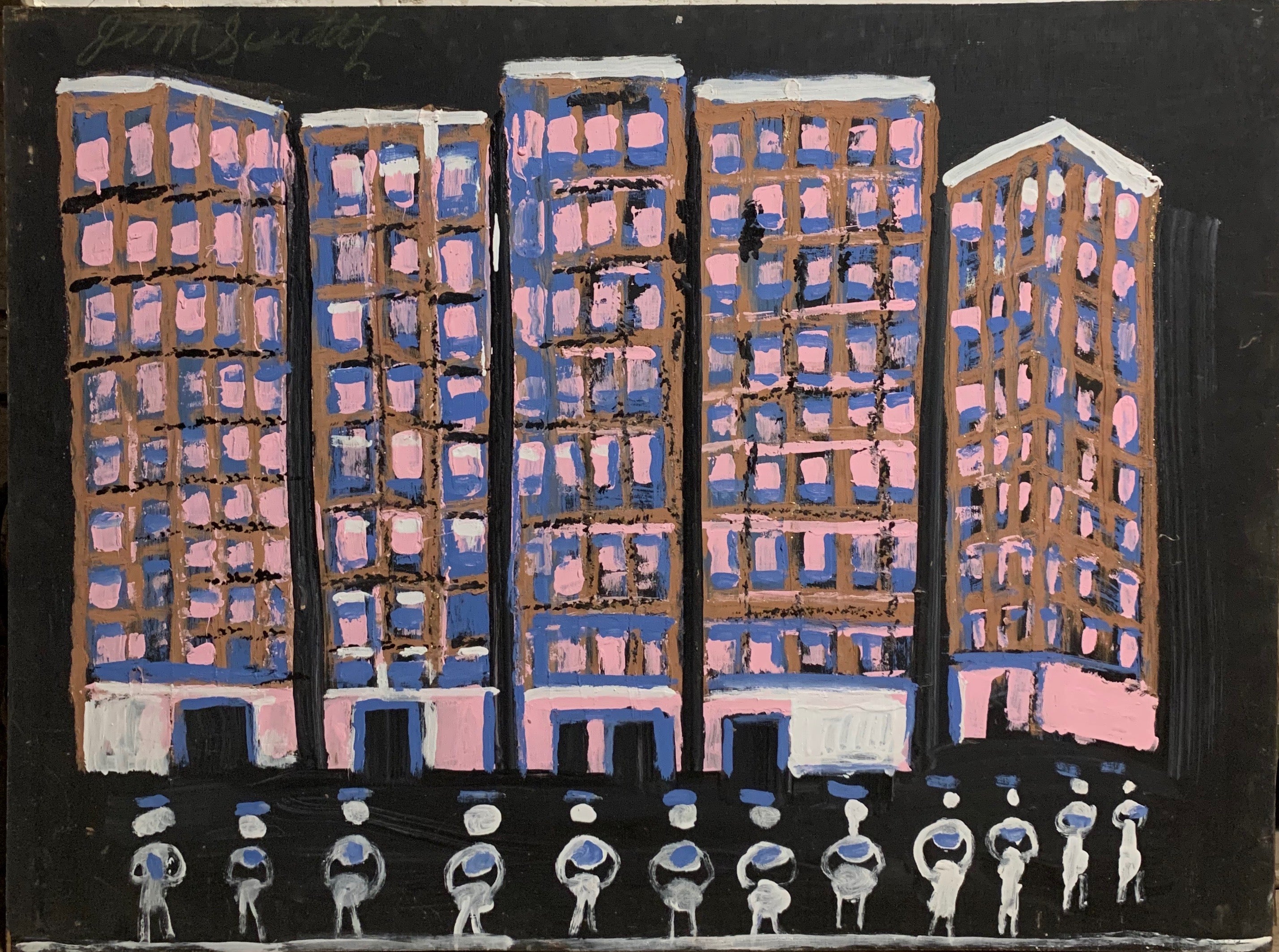 Apartment With Pink Windows #37, Jimmie Lee Sudduth Painting