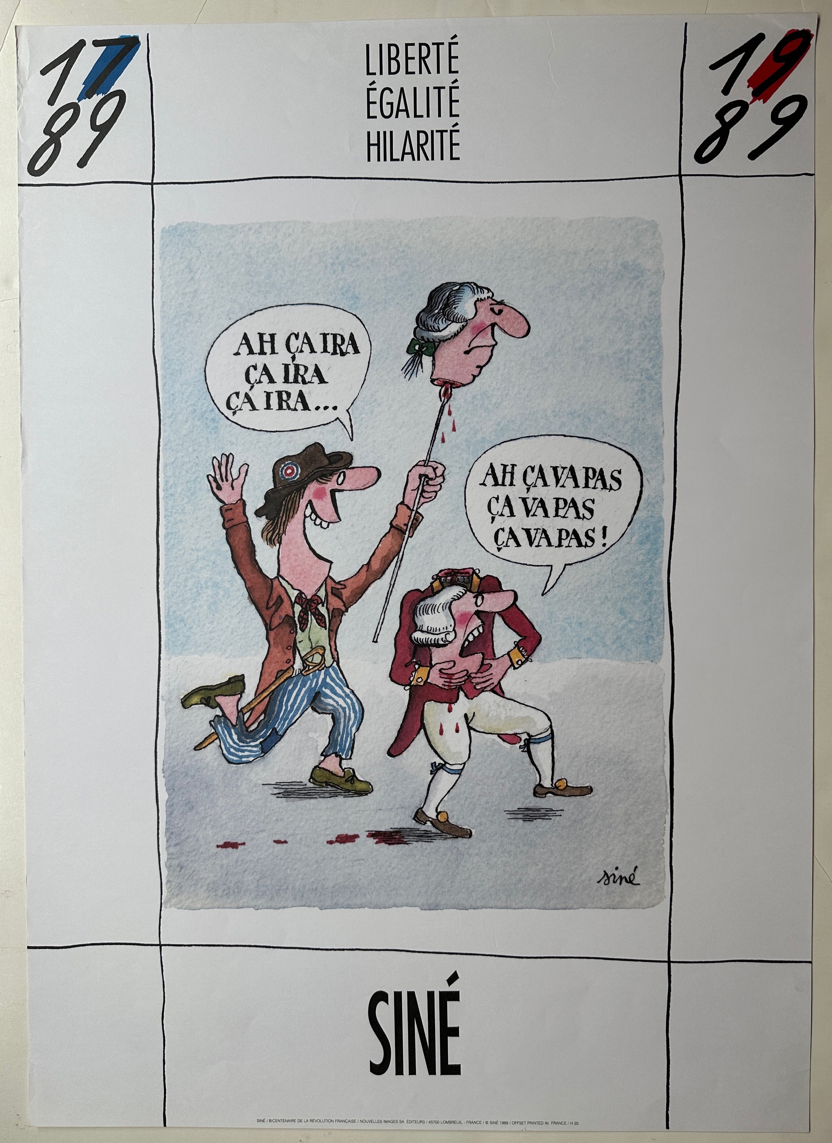 28x20 white paper poster with French caricature of a man done by Siné