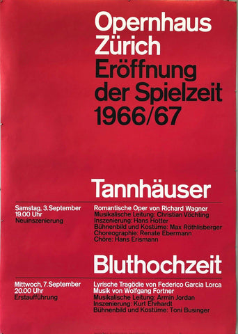 Link to Opernhaus Zürich "Eroffnung der Spielzeit 1966/67" RedSwitzerland, 1966 Product