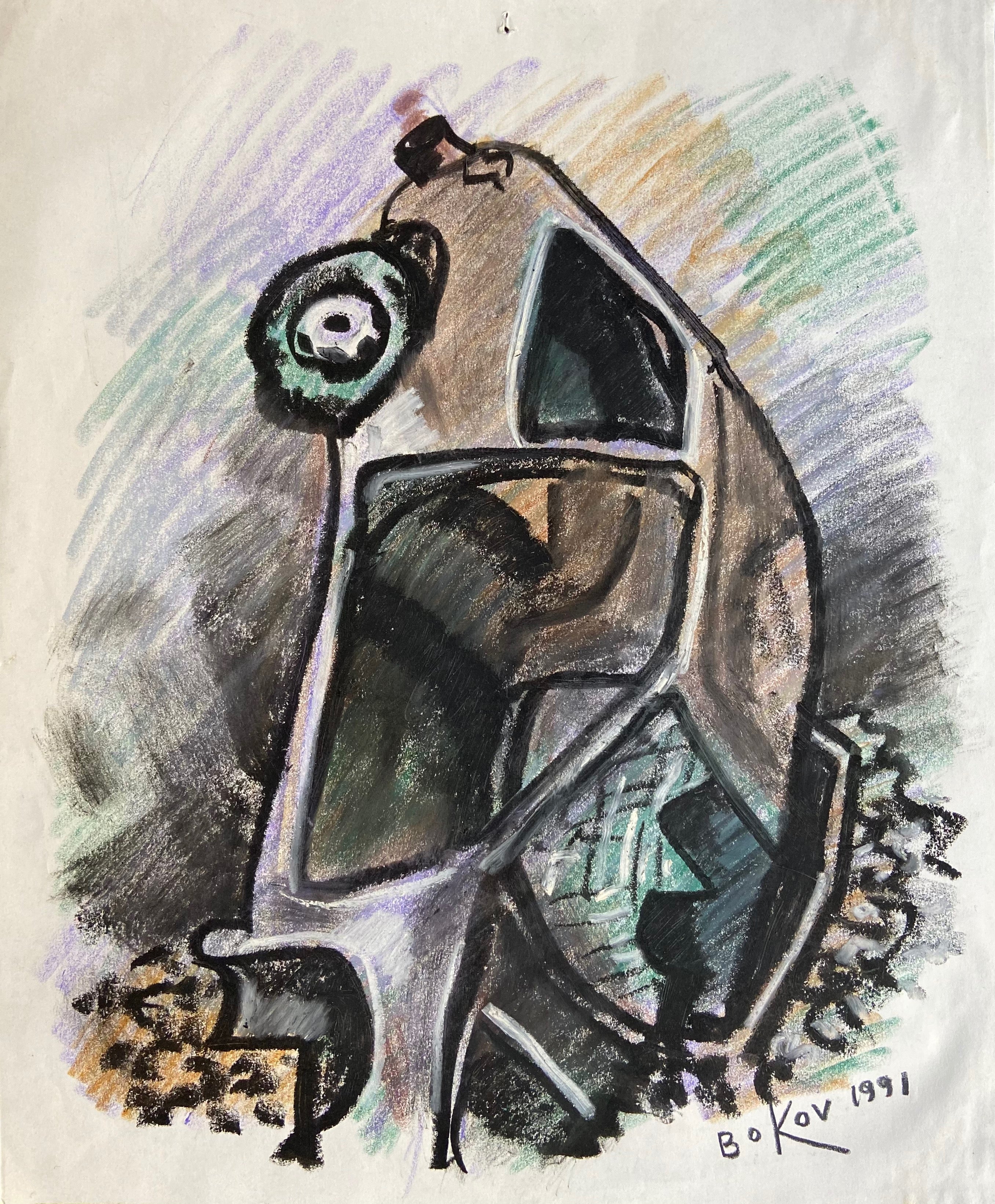 oil stick drawing of a car