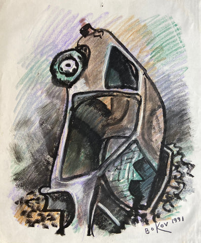 Link to Battered Car Konstantin Bokov Oil Stick DrawingU.S.A, 1991 Product