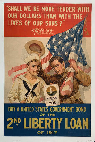 Link to "Shall we be more tender with our dollars than with the lives of our sons?" - Buy a United States Goverment Bond of the 2nd Liberty Loan of 1917USA, 1917 Product