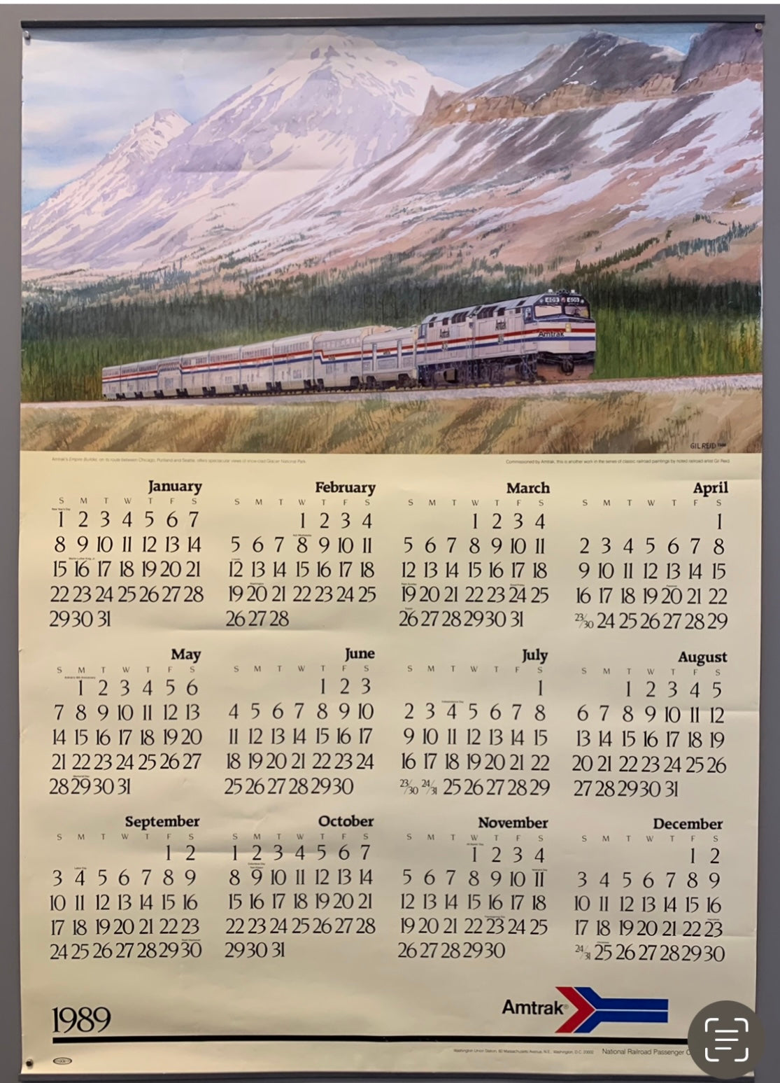 1989 Amtrak Calendar
