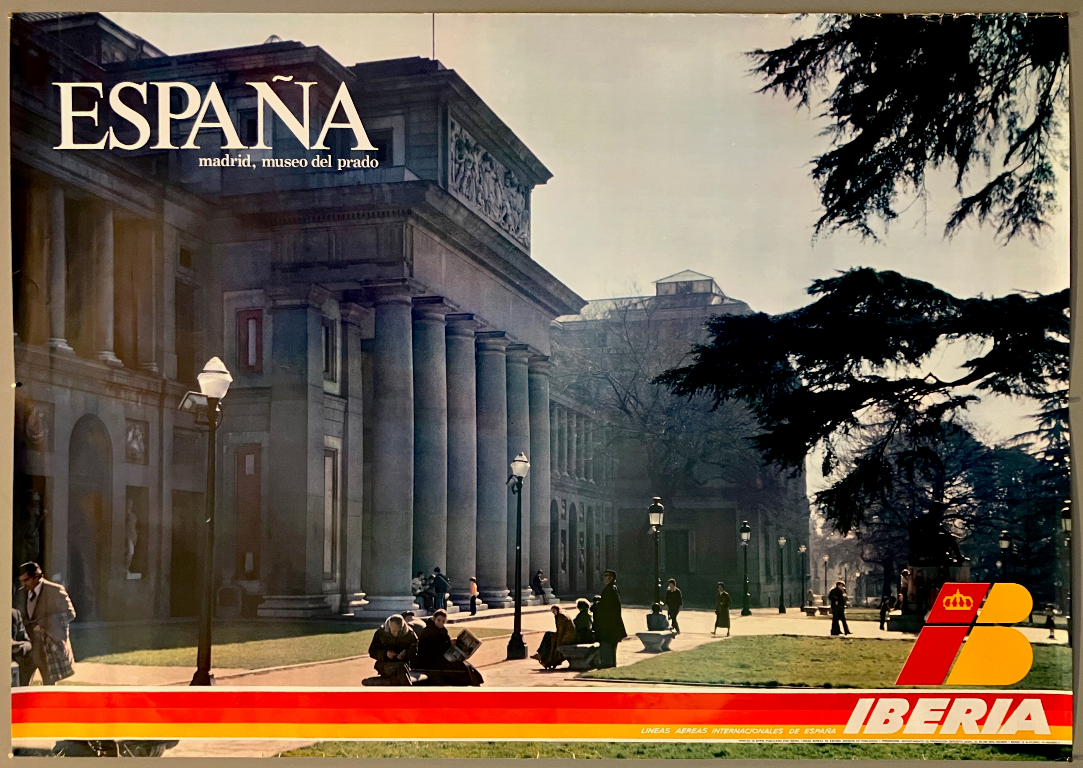 26.5x38.5 iberia airlines poster featuring airline logo and photo of the spanish museo del prado
