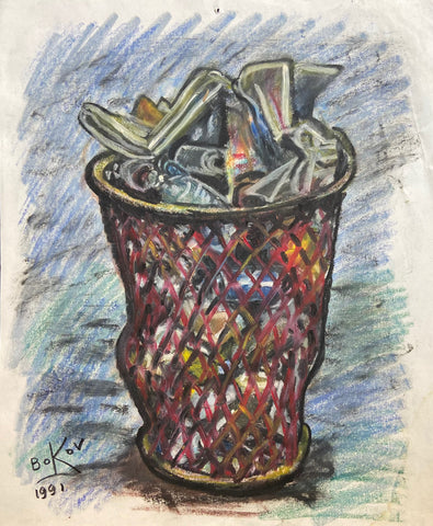 Link to Overflowing Trash Can Konstantin Bokov Oil Stick DrawingU.S.A, 1991 Product
