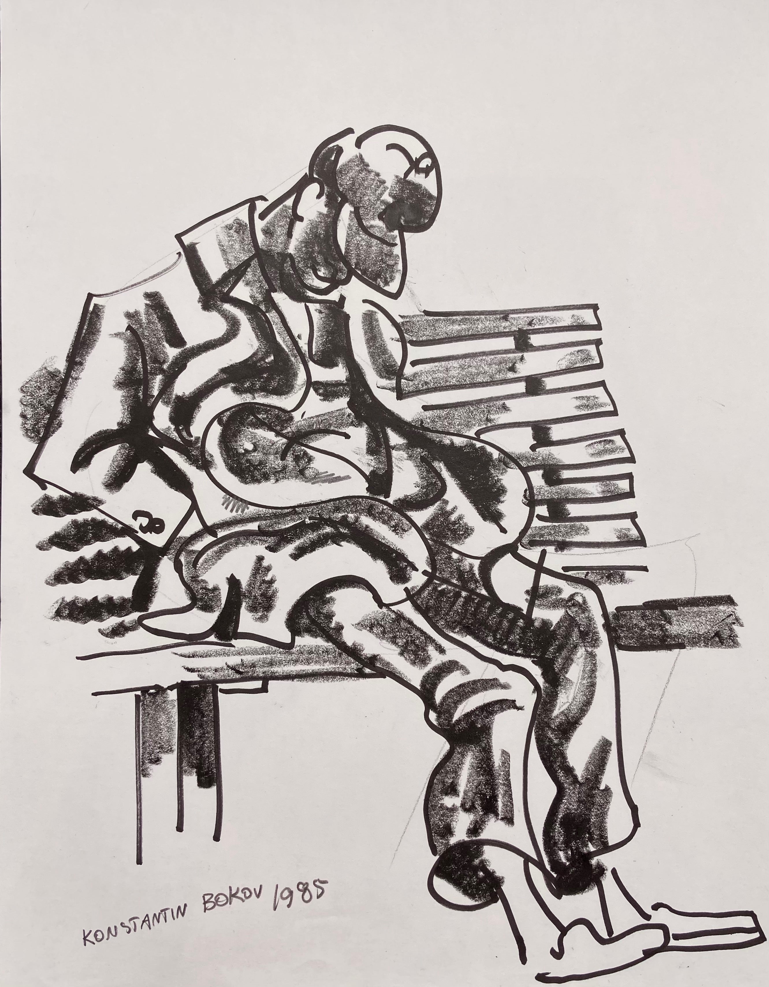 charcoal drawing of a man