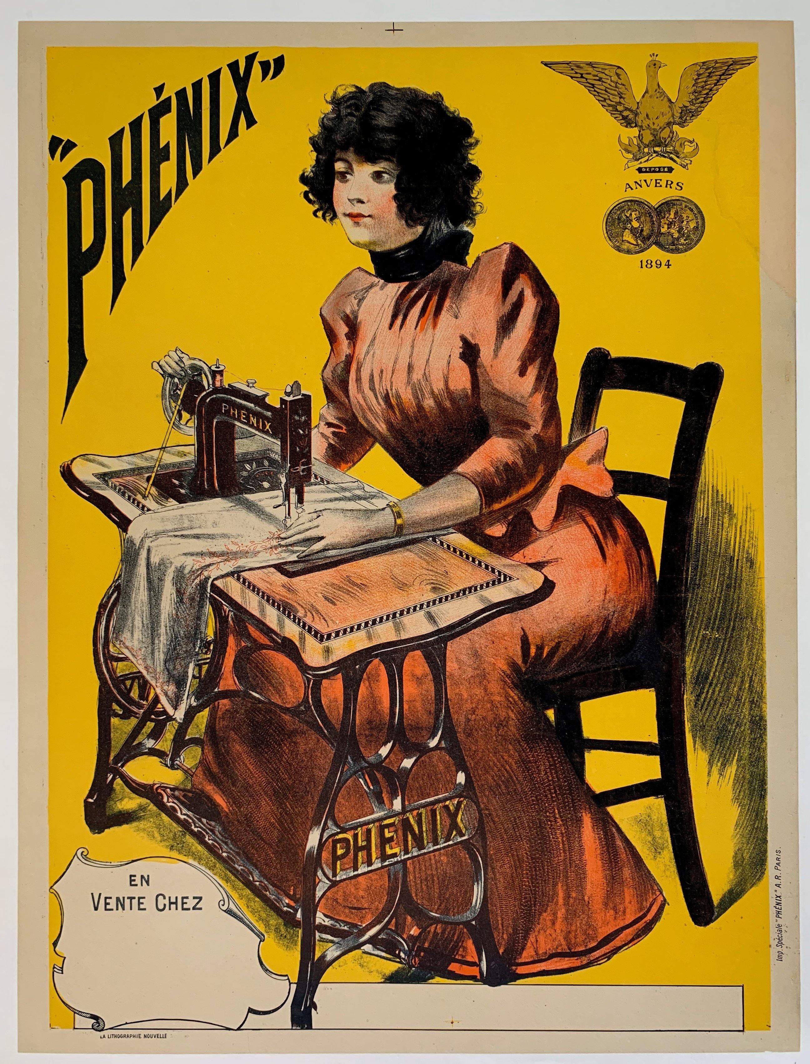 yellow background 1880 lady sewing cloth