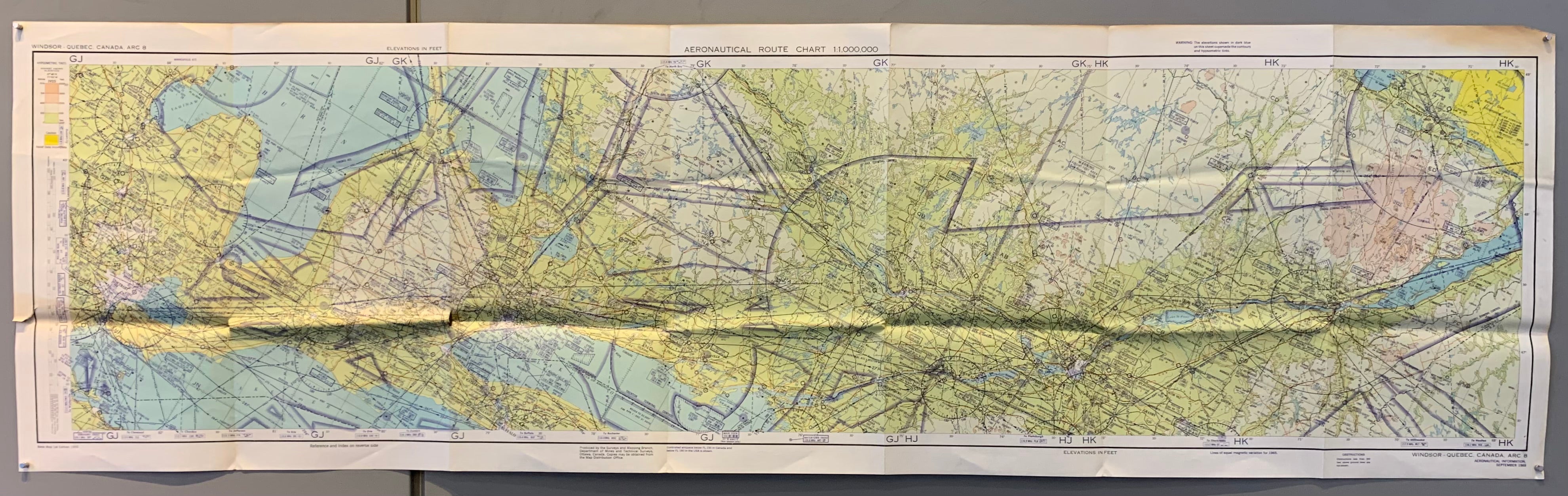 Aeronautical Route Chart, Windsor-Quebec, Canada (Double-Sided)