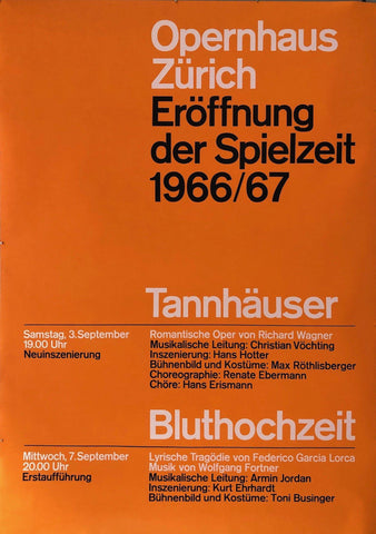 Link to Opernhaus Zürich "Eroffnung der Spielzeit 1966/67" OrangeSwitzerland, 1966 Product