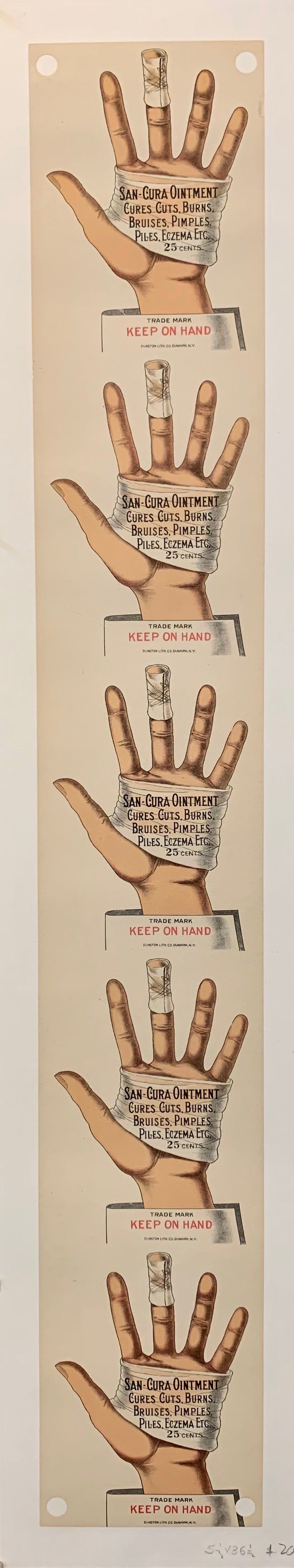 A series of cartoonish hands that have bandages across them.