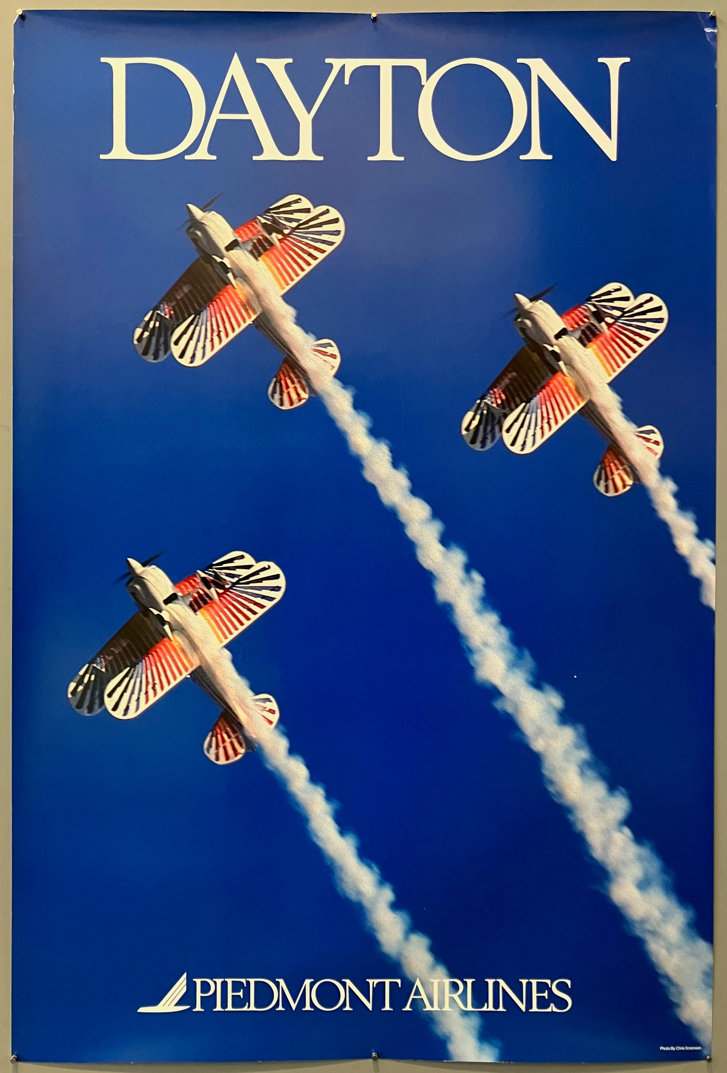36x24 piedmont airlines poster featuring three colorful aircrafts in sky in dayton oh