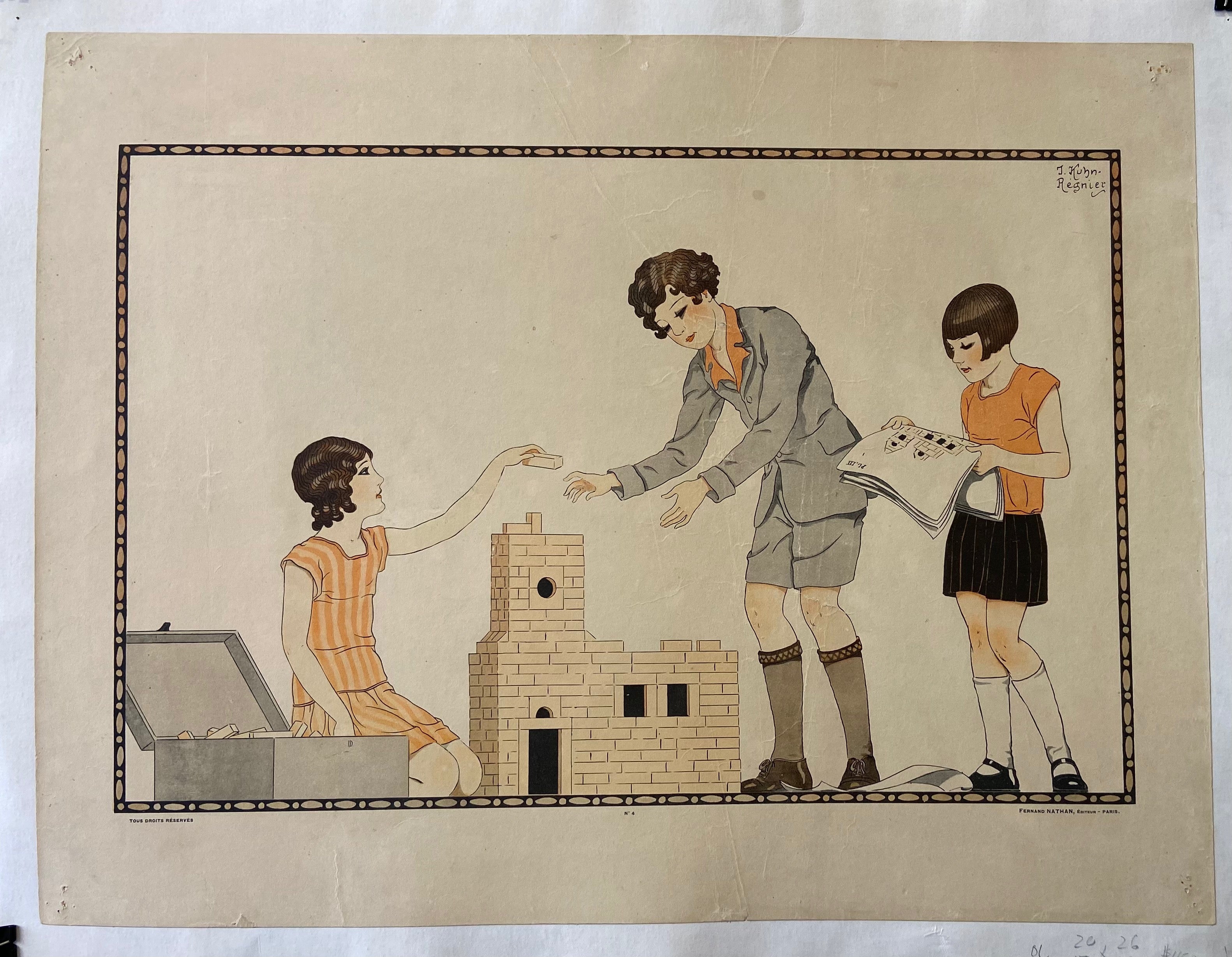 Poster of three children playing with building blocks