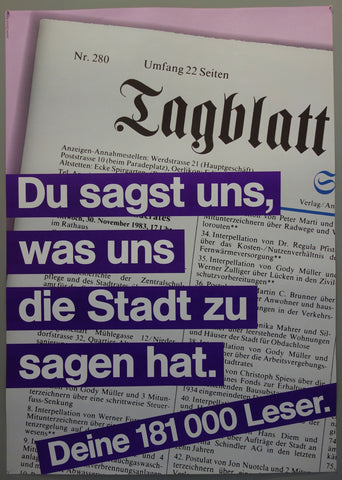 Link to Taggblatt Nr, 280 Du sagst und, was uns die Stadt zu sagen hat.Switzerland, 1983 Product