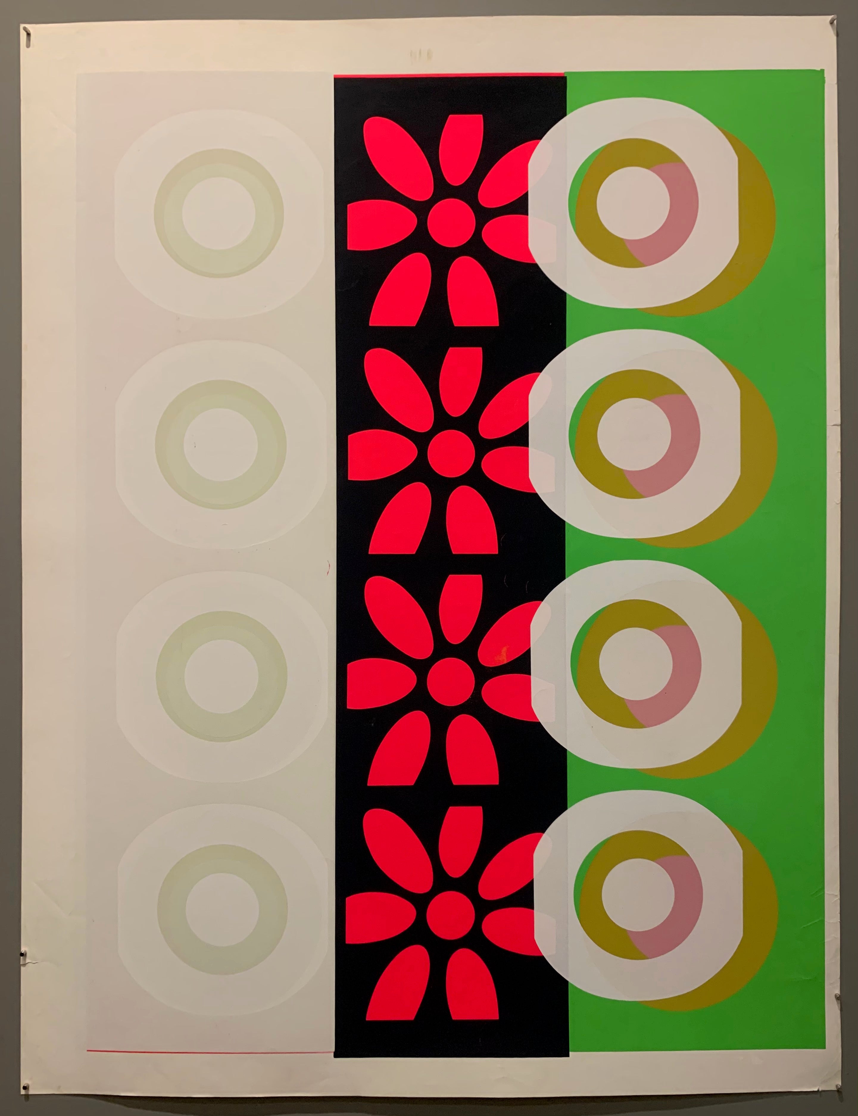 Two rows of targets and one row of flowers.