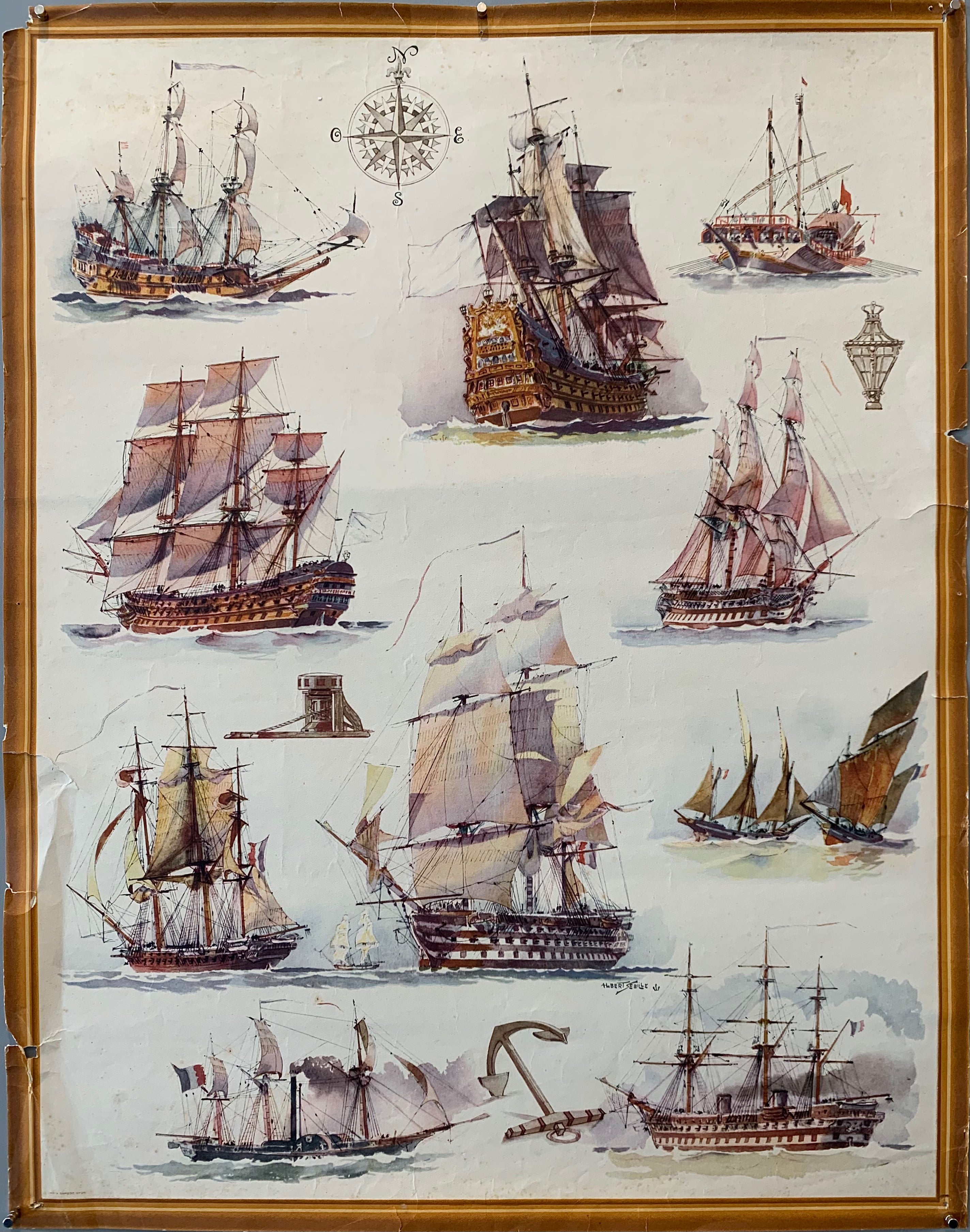 Poster with sailboat sketches
