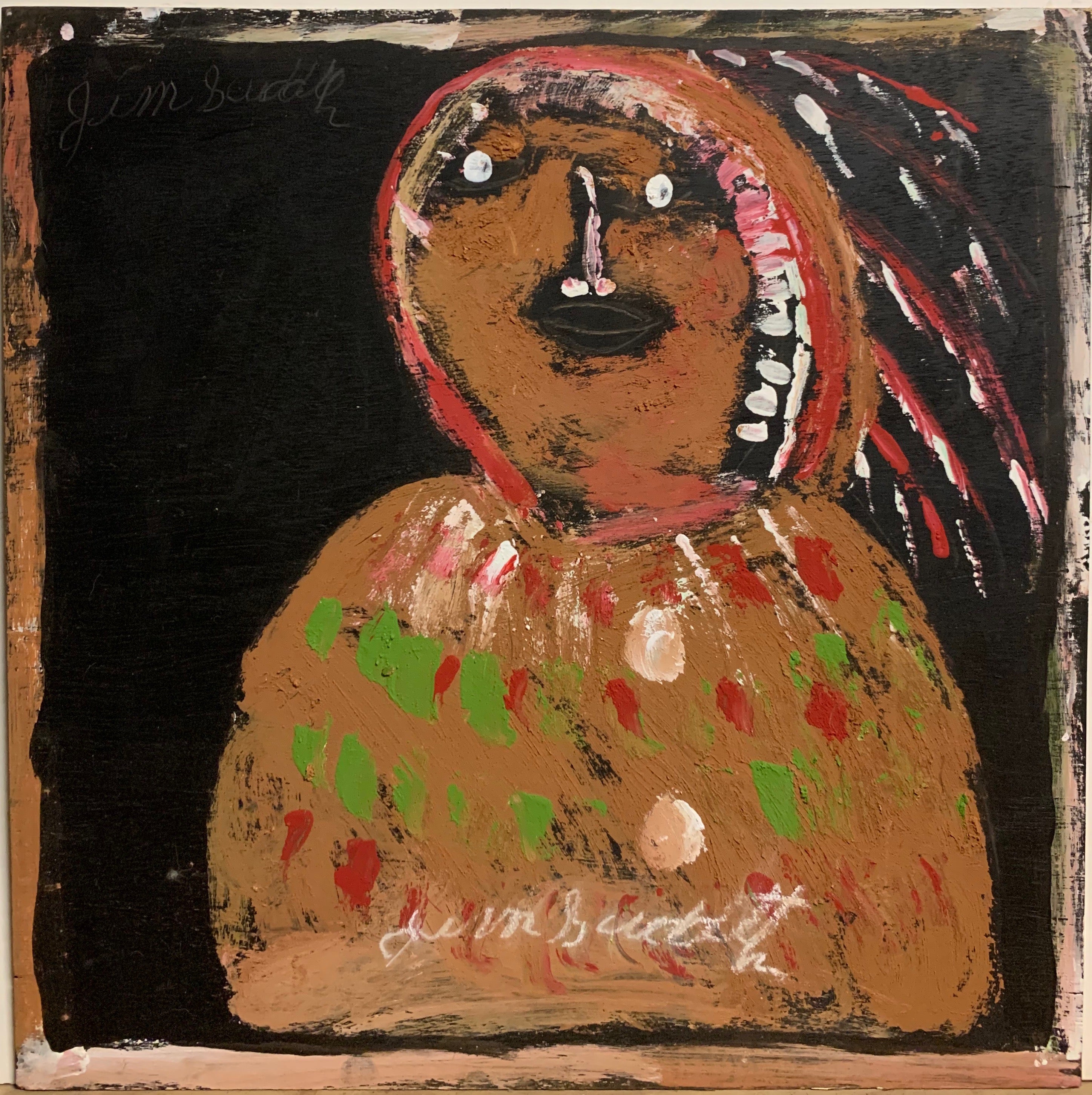 A painting of a Native American.