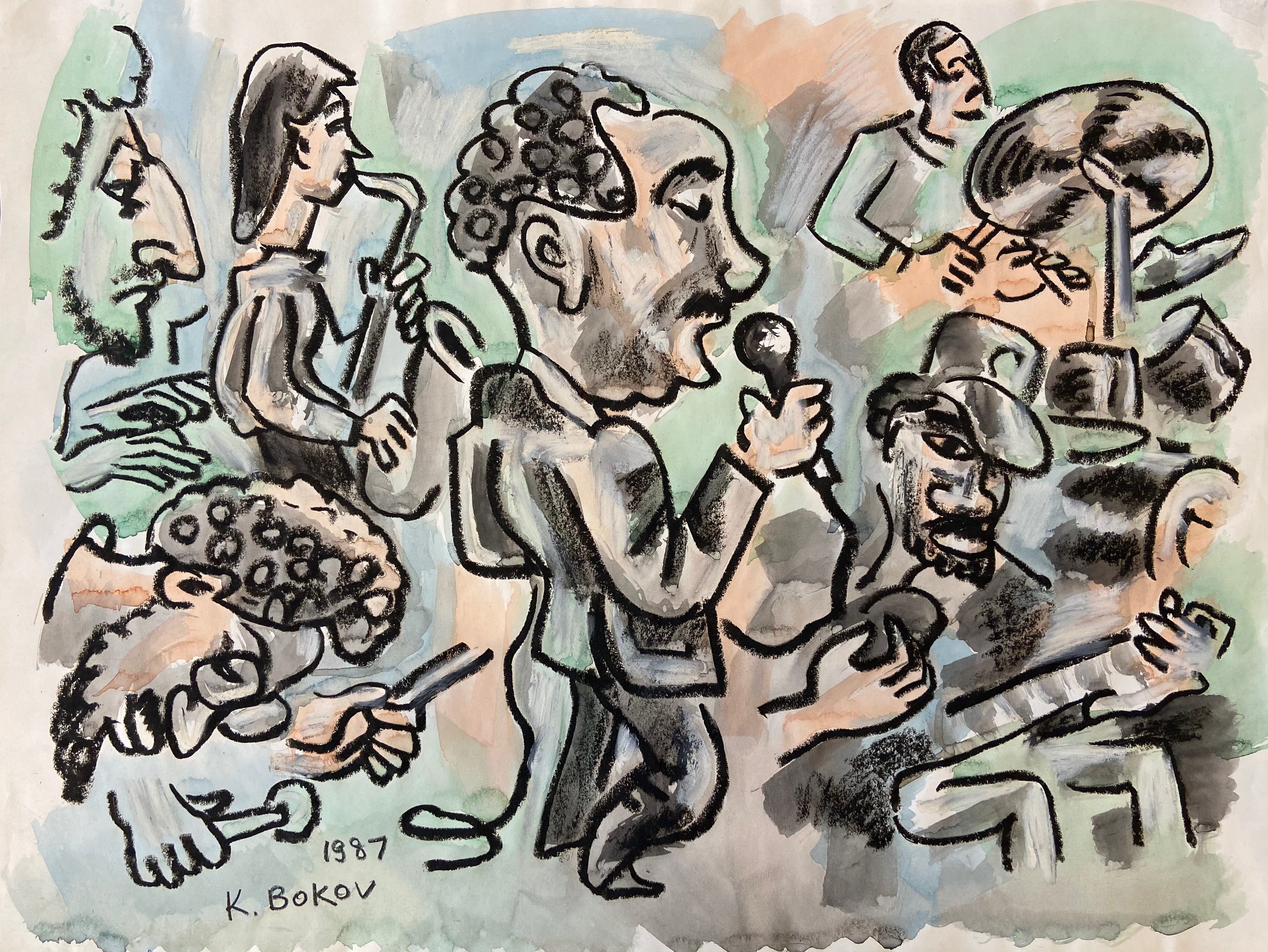Painting of a jazz band
