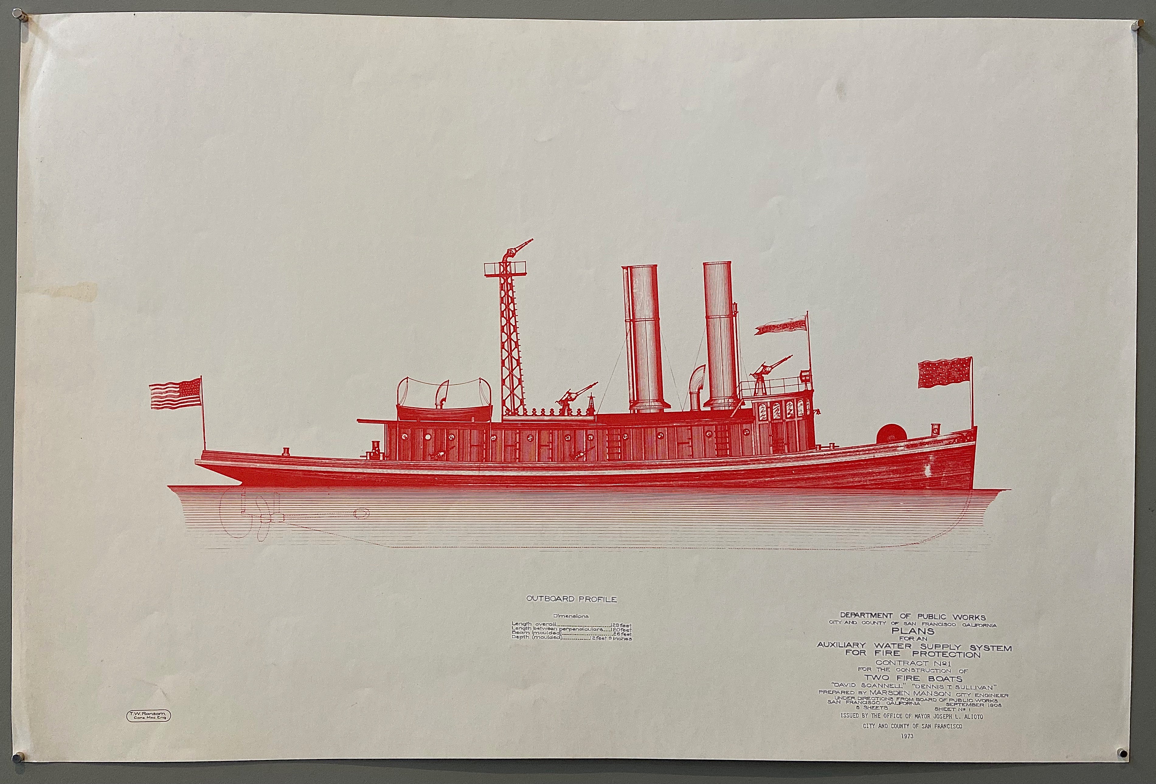 Sketch of a fire boat