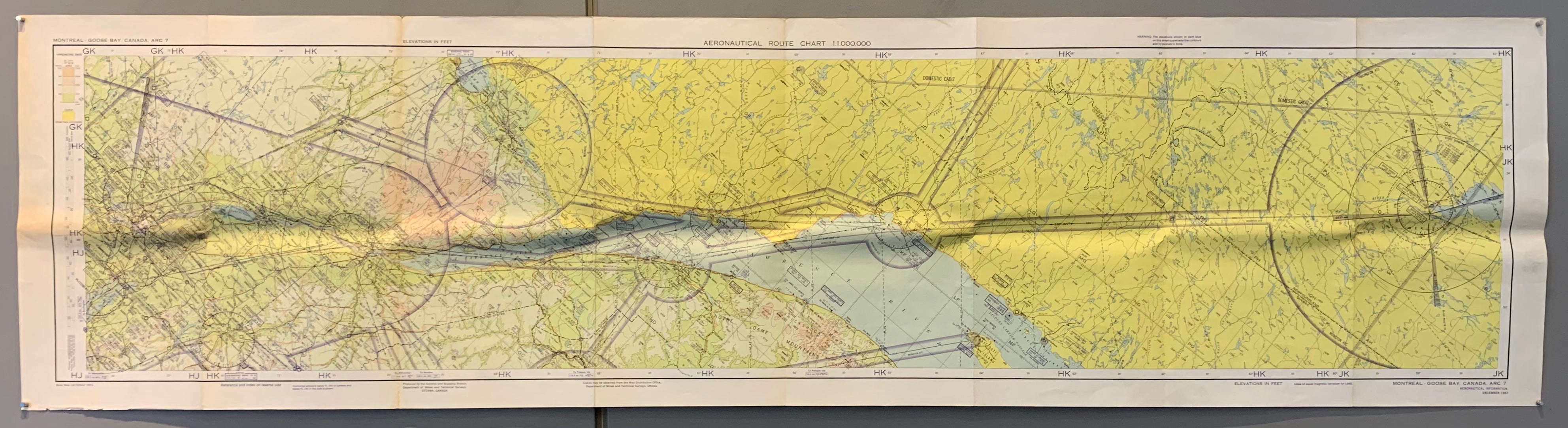 Aeronautical Route Chart, Montreal-Goose Bay, Canada (Double-Sided)