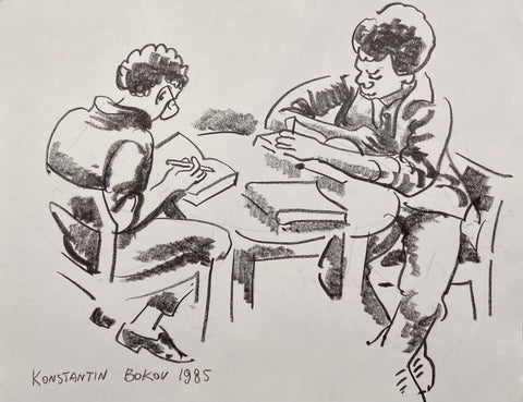 Link to  Reading and Annotating Konstantin Bokov Charcoal DrawingU.S.A, 1985  Product
