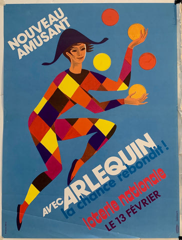 Link to Arlequin Loterie Nationale - Juggling in BlueFrance, C. 1955 Product