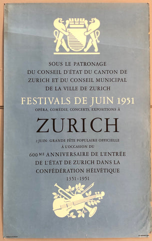 Link to  Festival de Juin Zurich PosterSwitzerland, 1951  Product