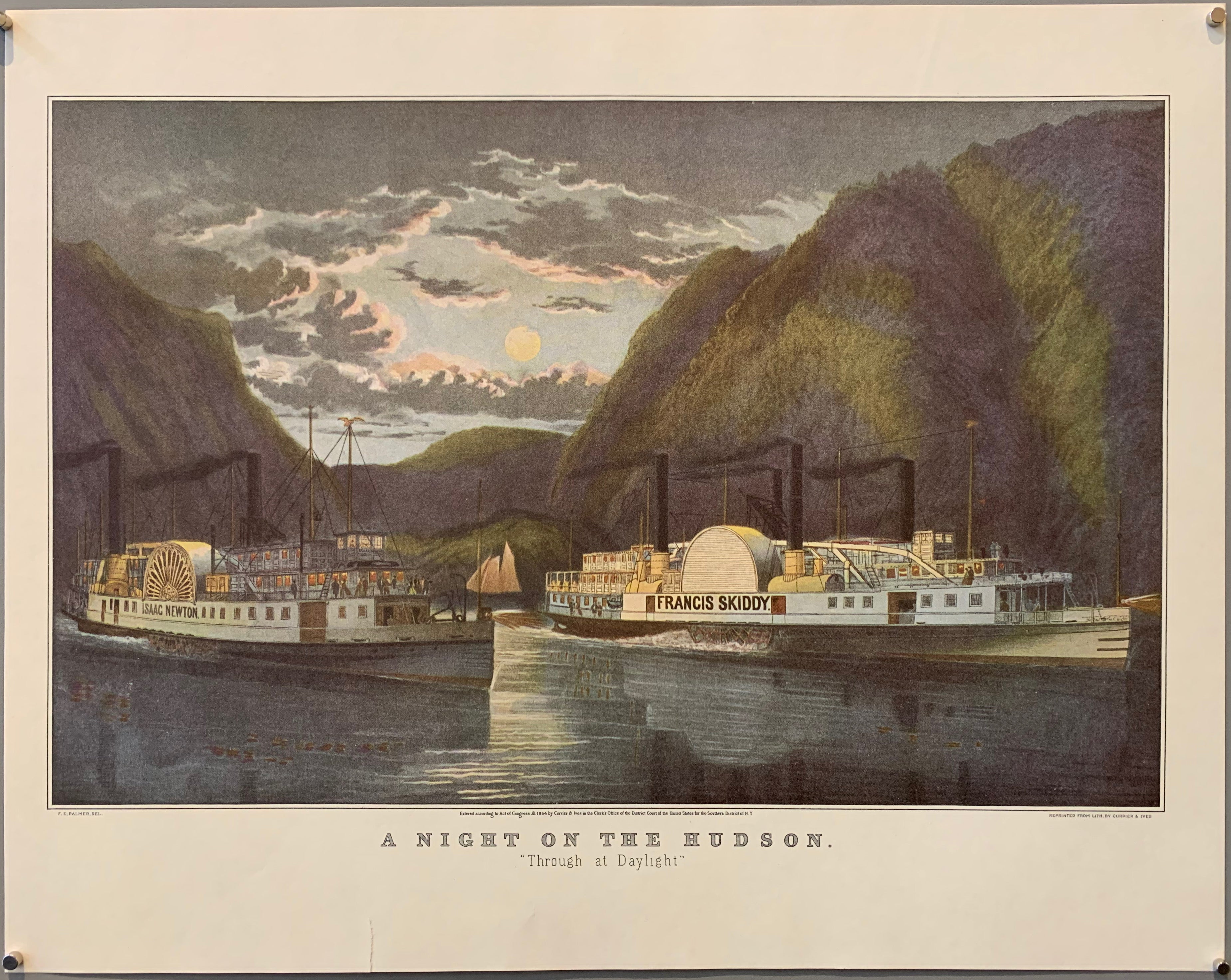 Print of two ships going down the Hudson River