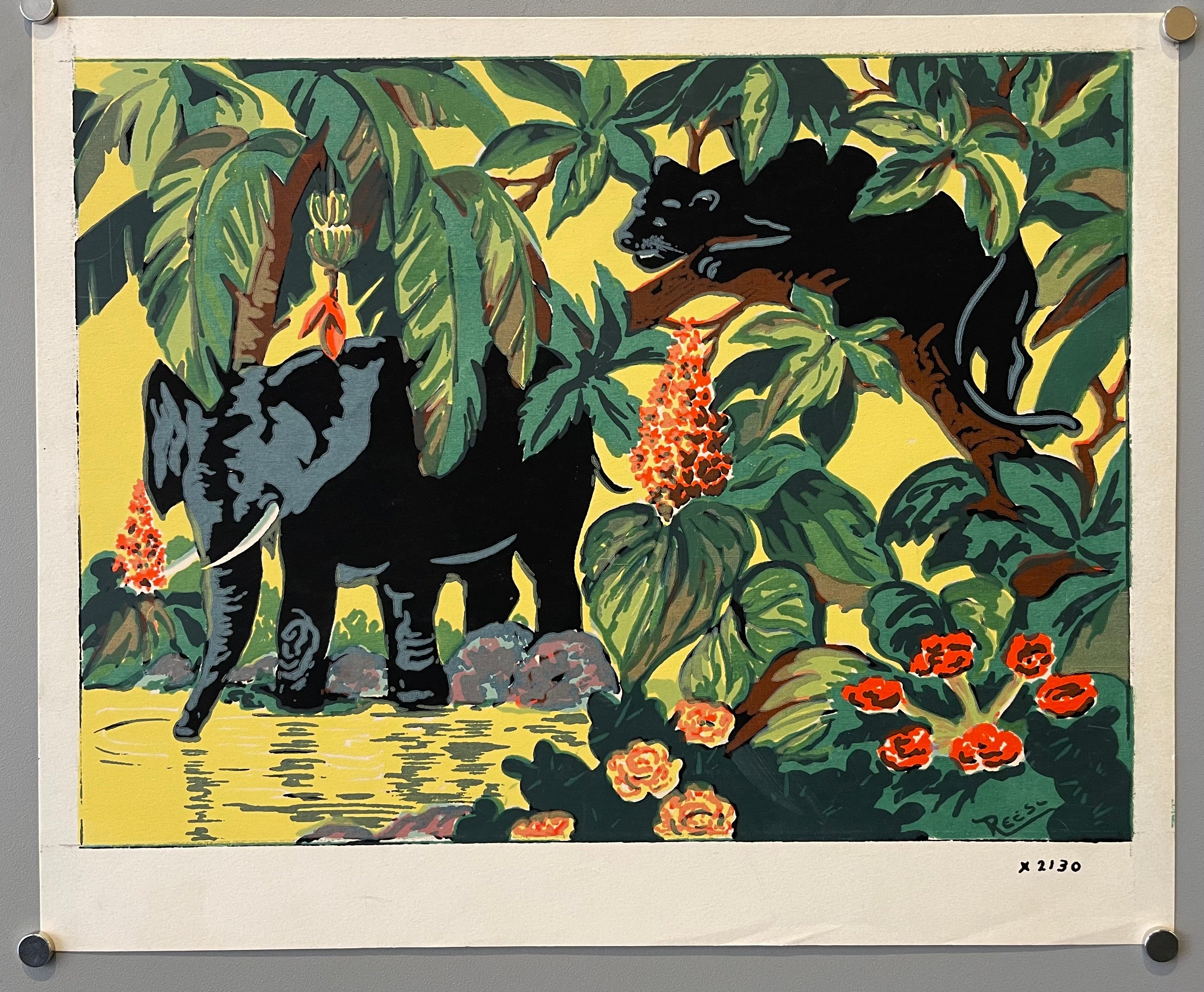 poster of a cougar and elephant in the jungle