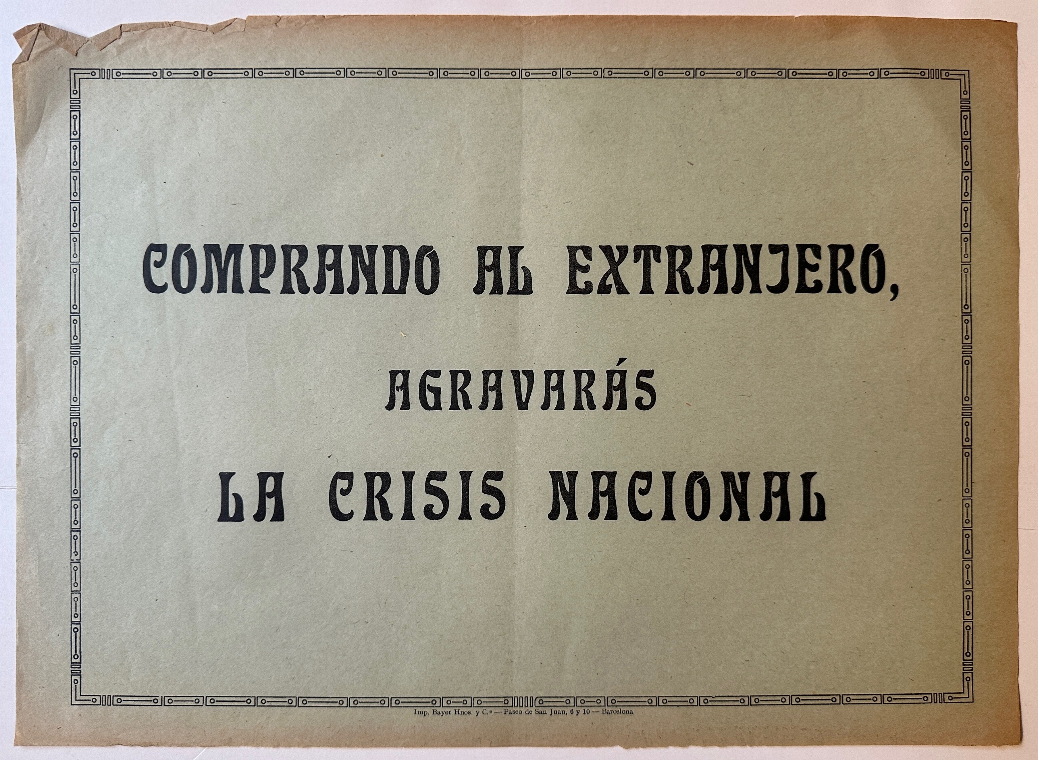 12.5x17.5 spanish civil war era poster promoting isolationist ideology and purchase of national goods, propaganda