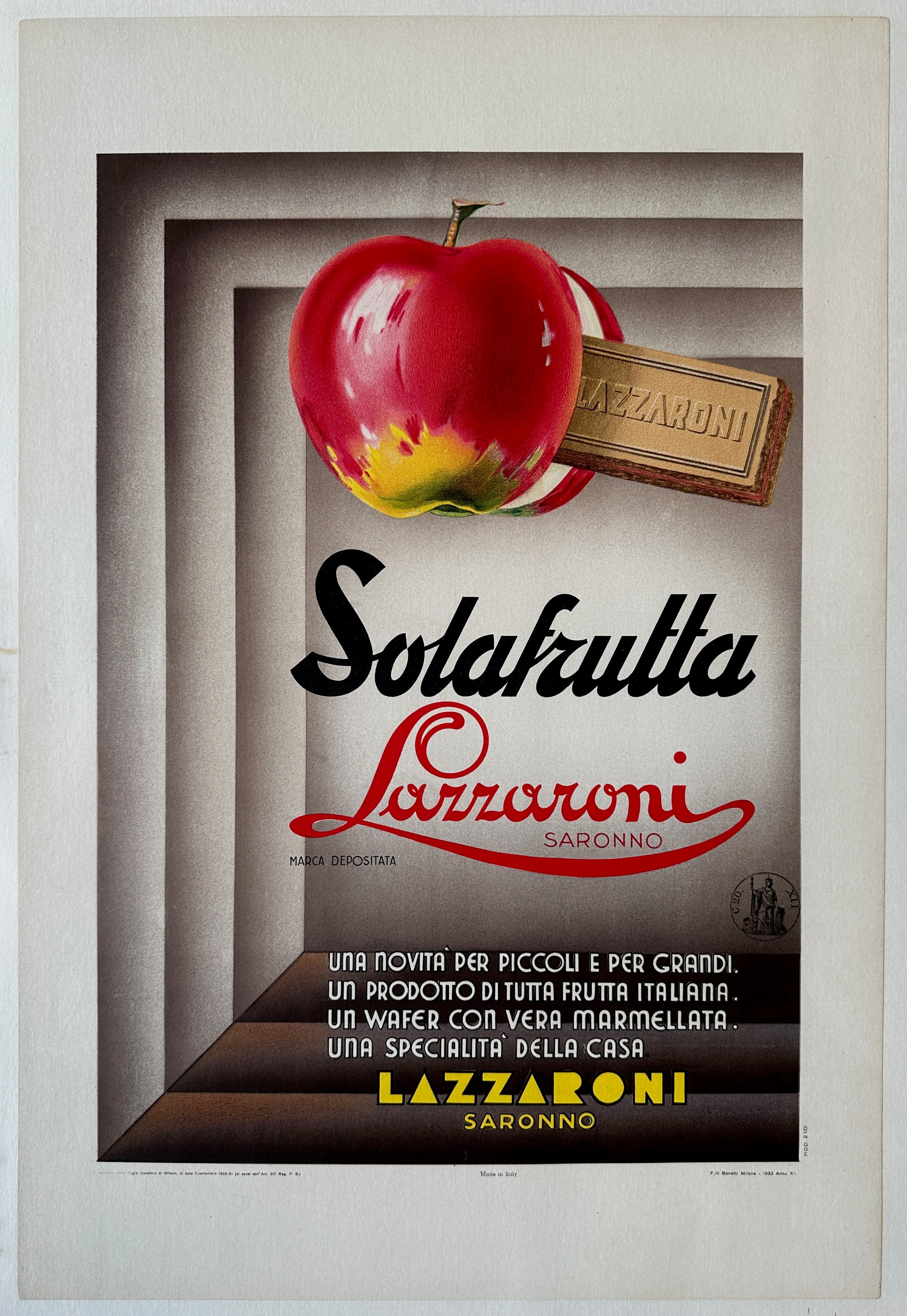 16x23 linen backed French Lazzaroni flavored biscuit poster with red, black, white, and yellow text
