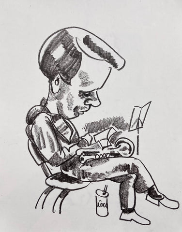 Link to Trumpeter on Break Konstantin Bokov Charcoal DrawingU.S.A, 1985 Product