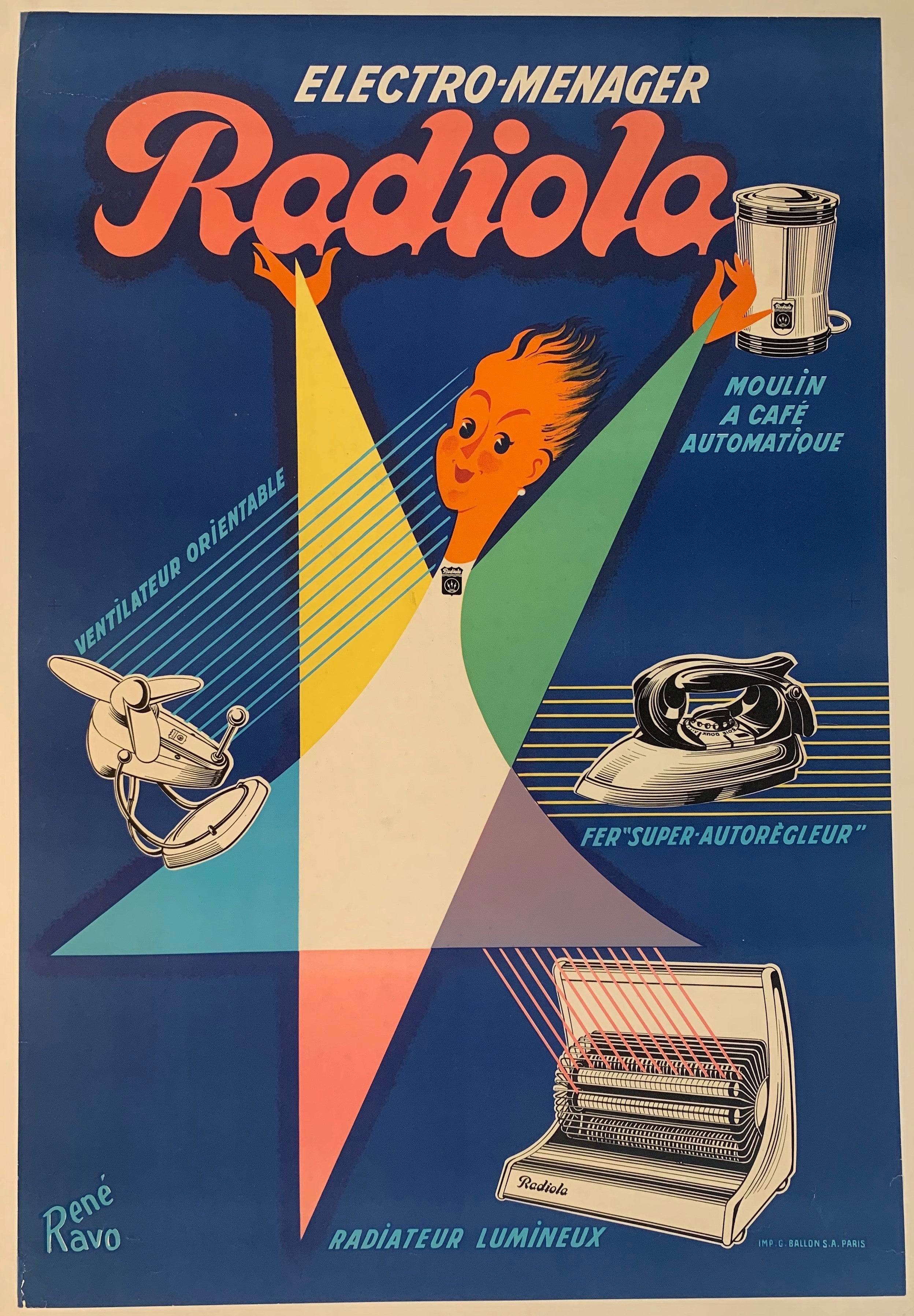 Reproduction d'affiche SFER 20 Radiola conçue à l'origine par Reproduction d'affiche SFER 20 Radiola conçue à l'origine par