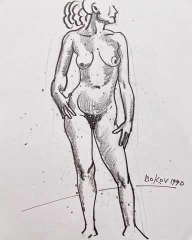 Link to Standing Female Nude Konstantin Bokov Charcoal DrawingU.S.A, 1990 Product