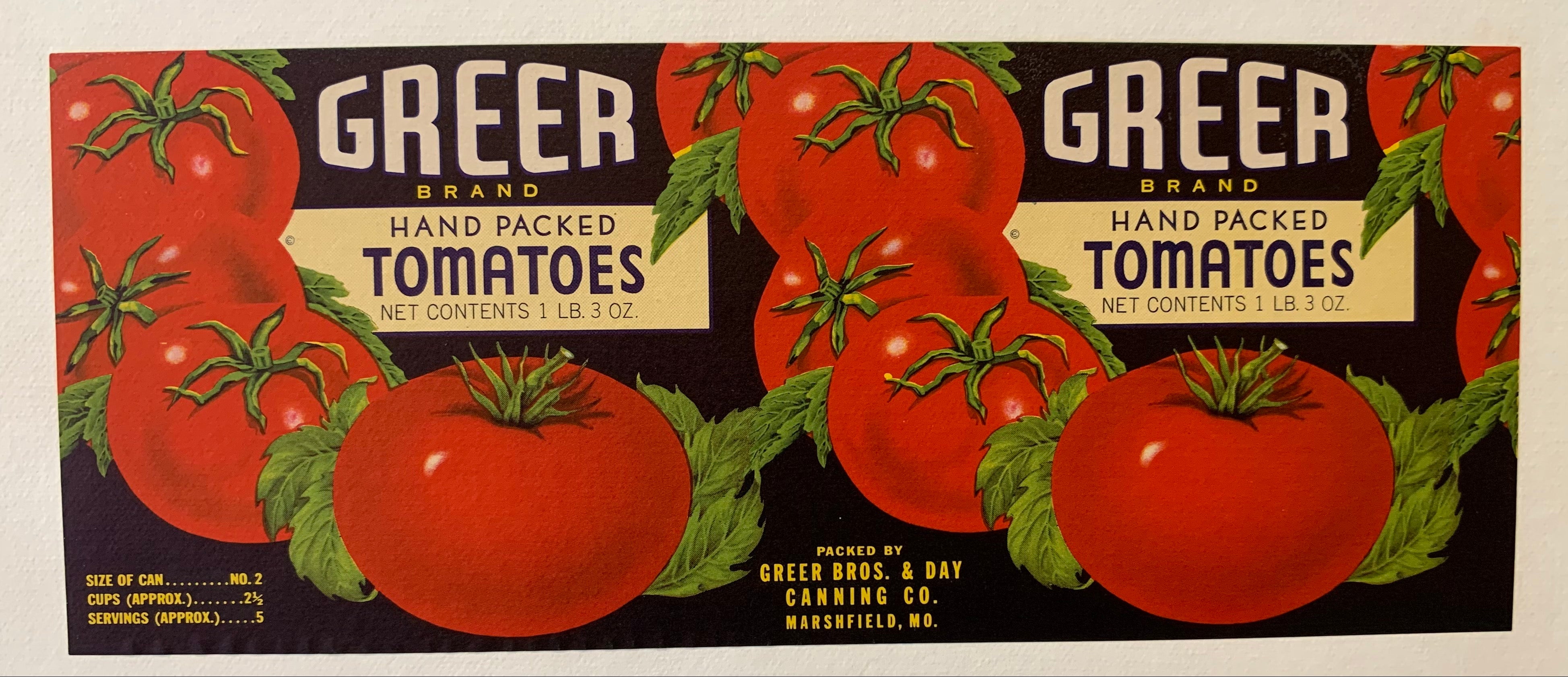 Greer Brand Tomato Label