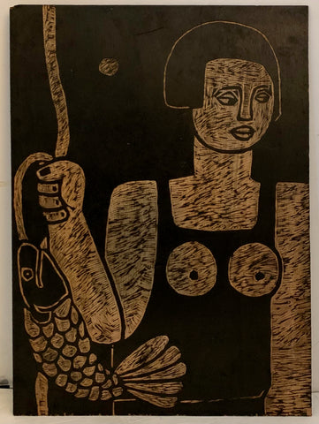 Link to Woman Fishing and Woman With Umbrella, Double-Sided WoodblockBrazil, c. 1964 Product