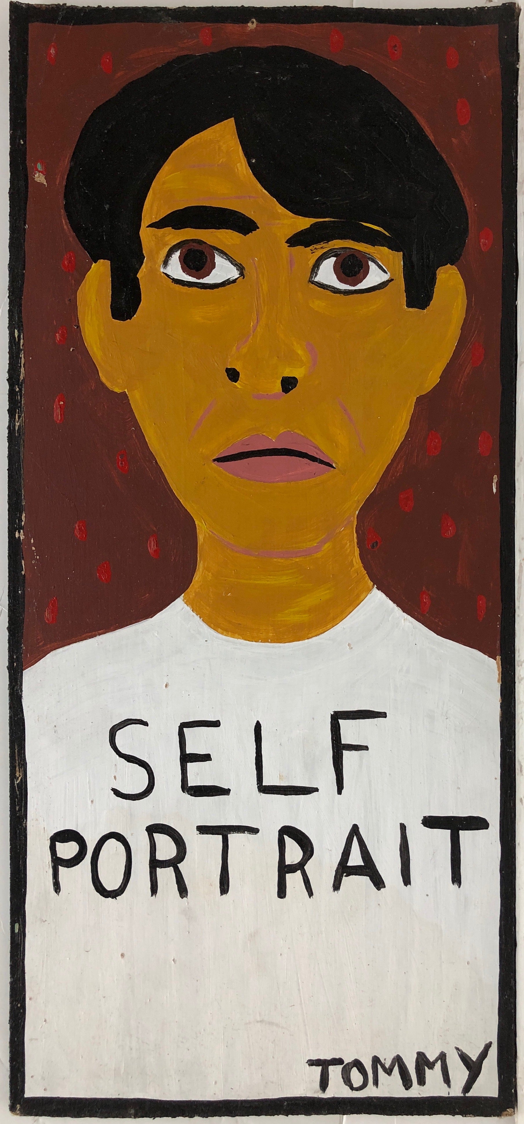 Self-portrait of the Artist Tommy Cheng, labeled as such in black lettering.