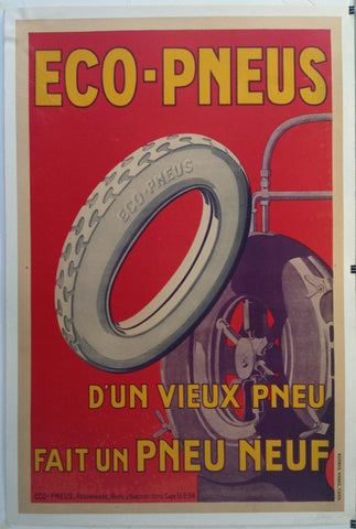 Link to Eco-Pneus D'un Vieux Pneu Fait Un Pneu NeufFrance, C. 1930 Product