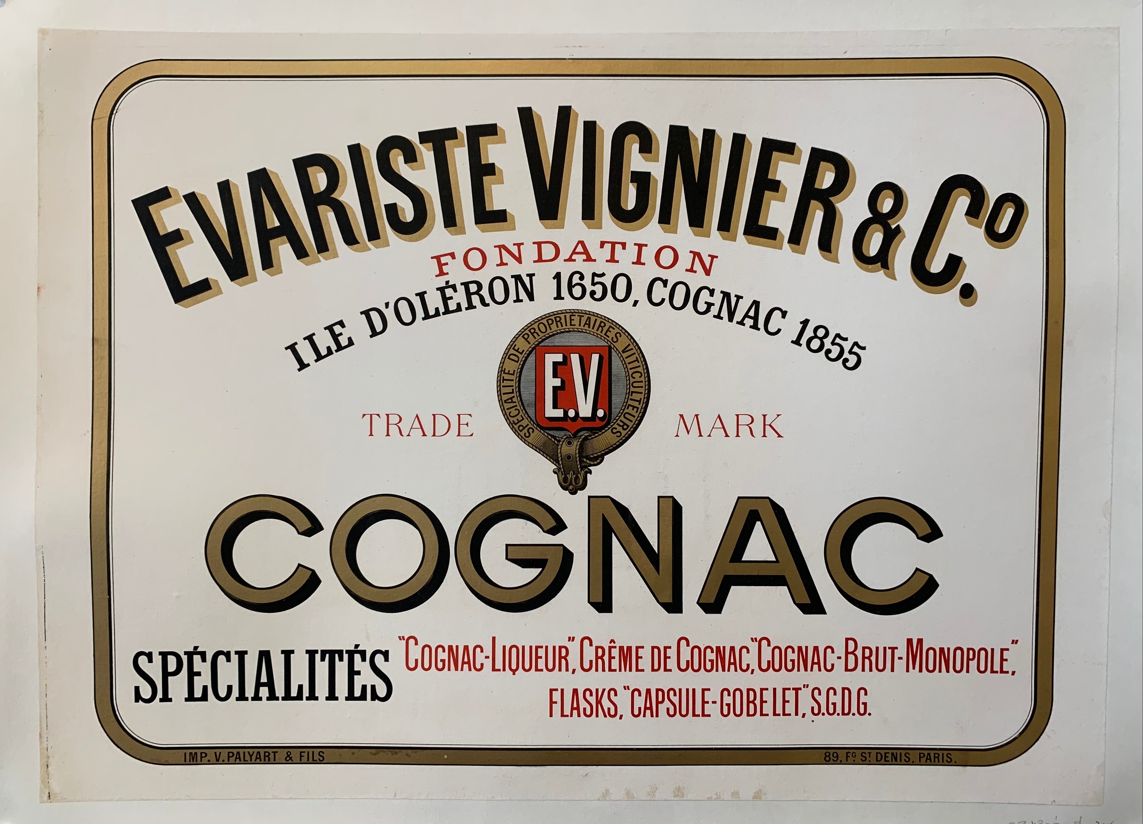 Cognac Evariste Vignier & Co. Poster