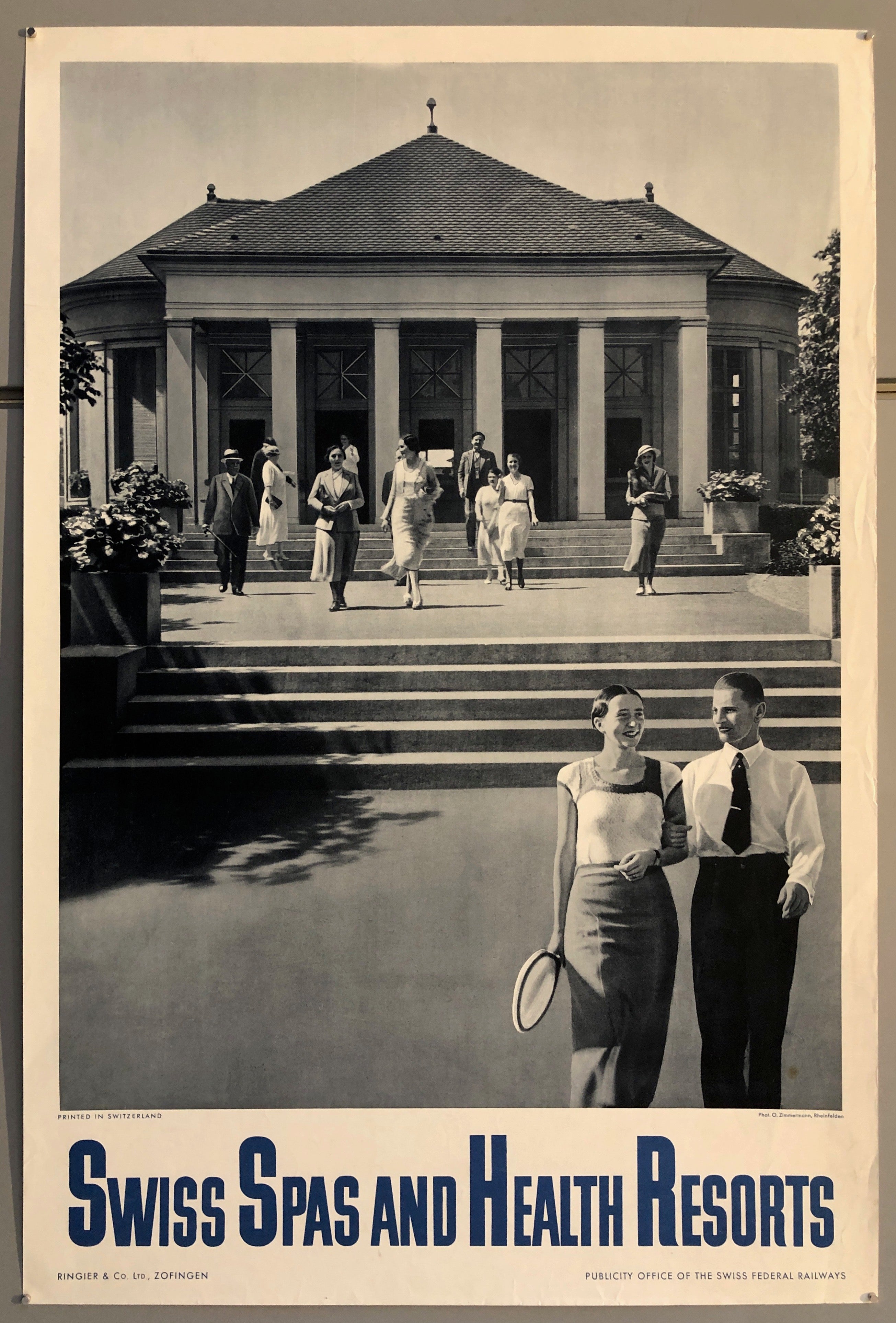 Photograph of young people leaving a spa