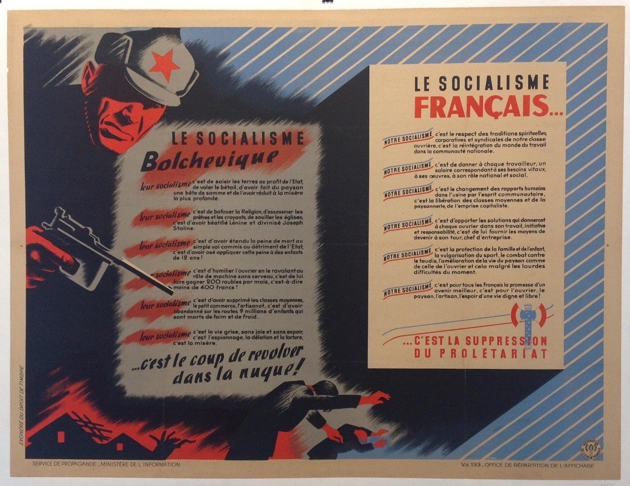 Le Socialisme Bolchevique --  c'est le coup de revolver dans la nuque! -- Le Socialisme Francais...c'est la suppression du proletariat - Poster Museum