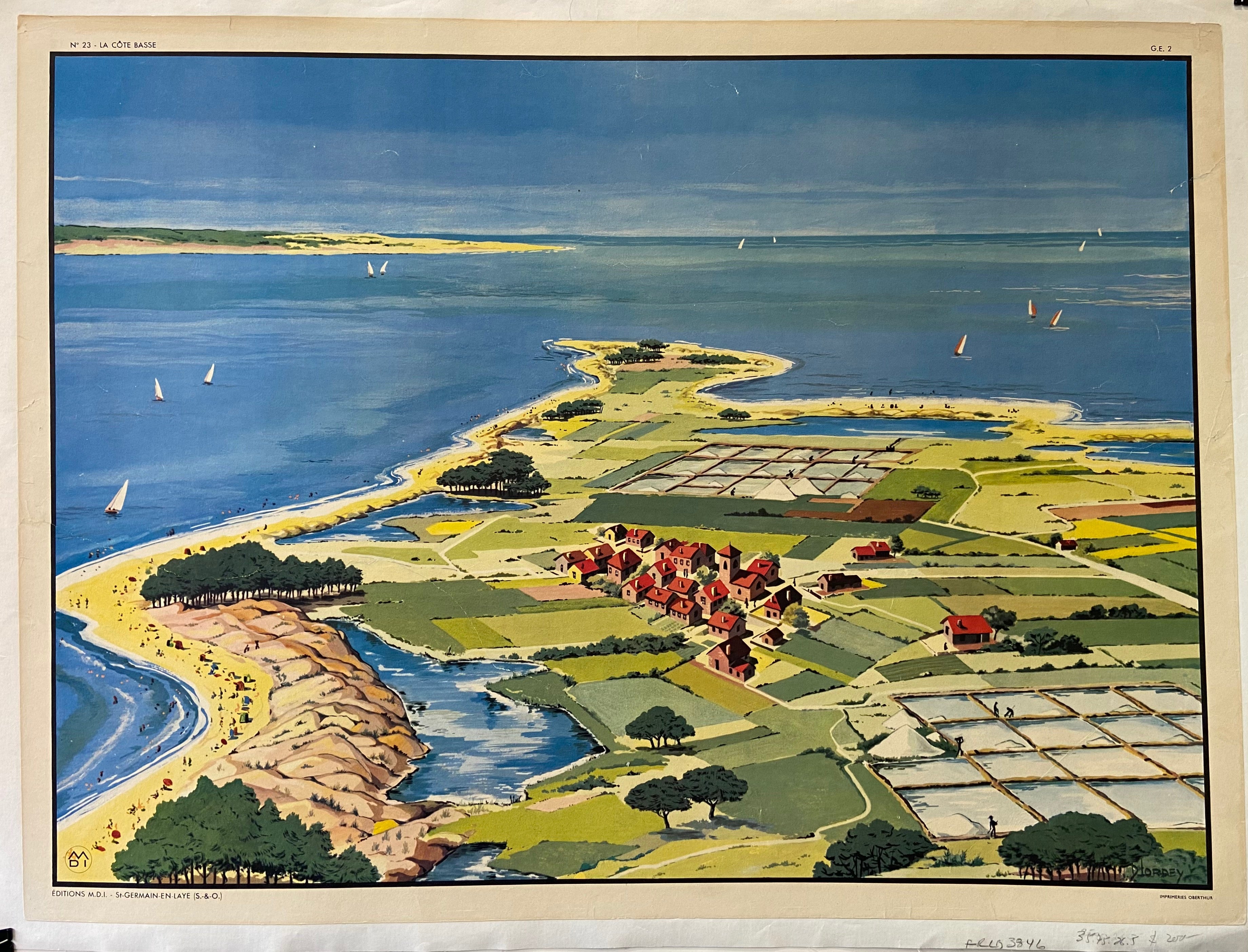 Print of a village by the sea