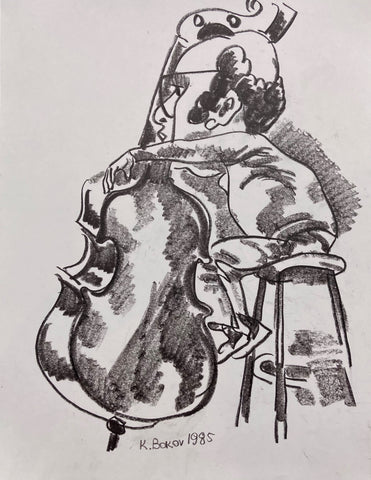 Link to A Man and His Upright Bass Konstantin Bokov Charcoal DrawingU.S.A, 1985 Product