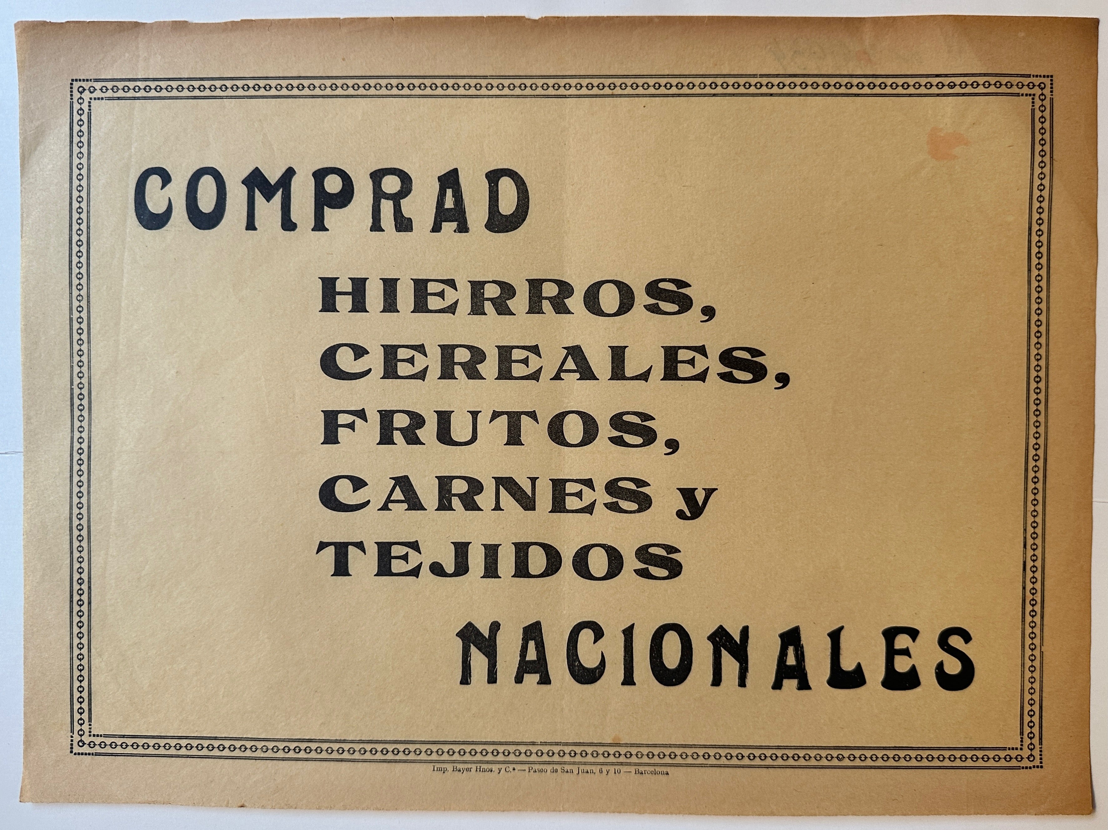 12.5x17.5 spanish civil war era poster promoting isolationist ideology and purchase of national goods, propaganda