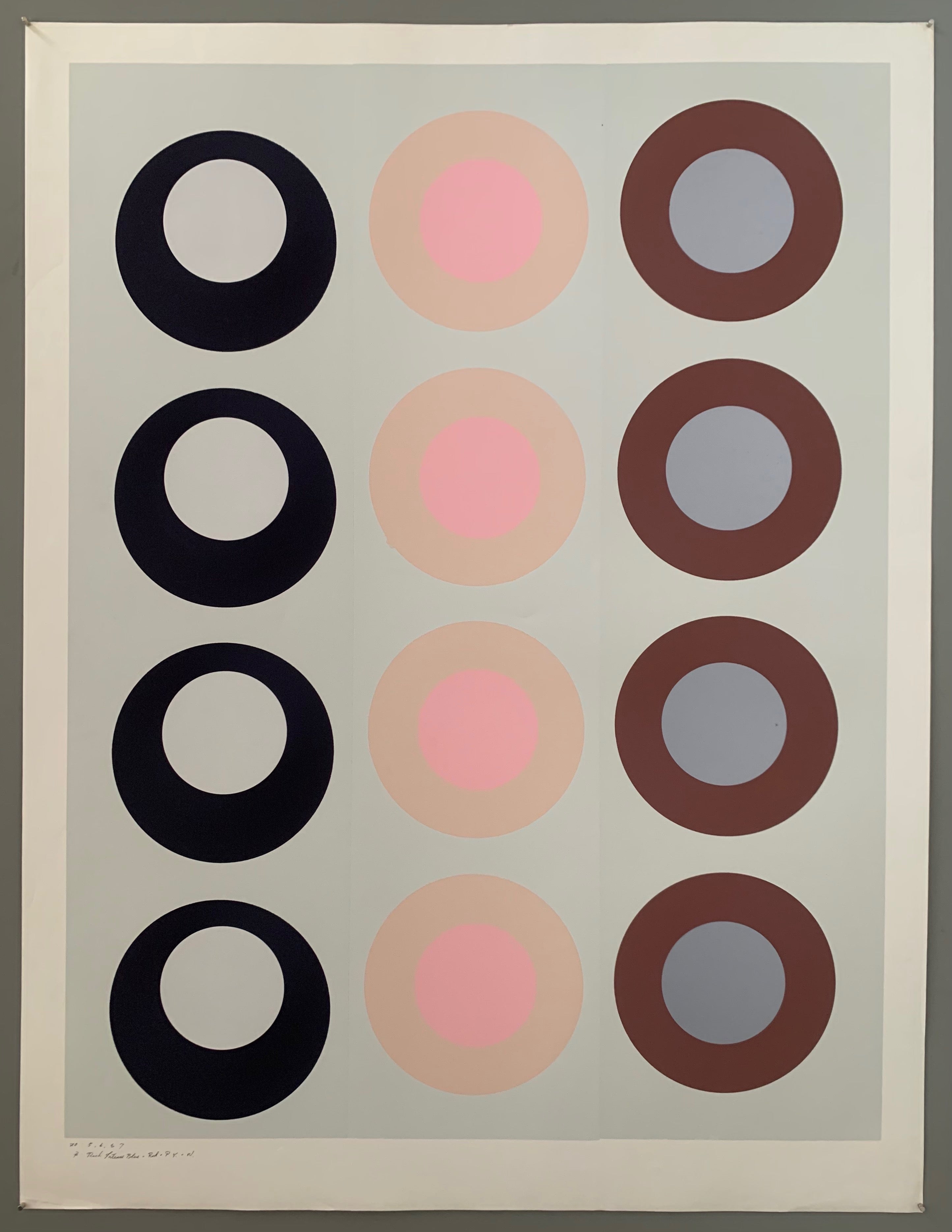 Three rows of targets on a periwinkle background