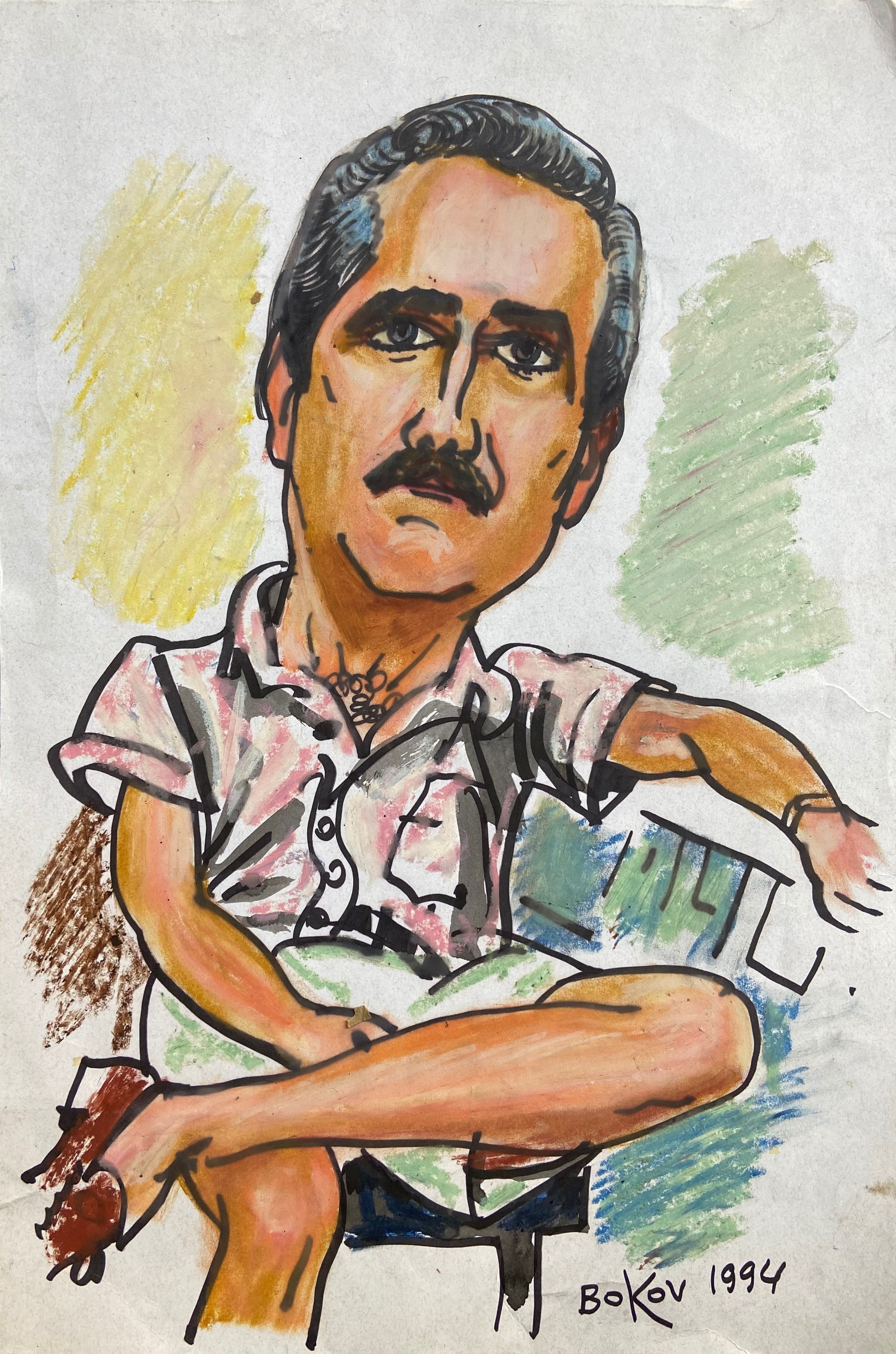 oil stick drawing of a man