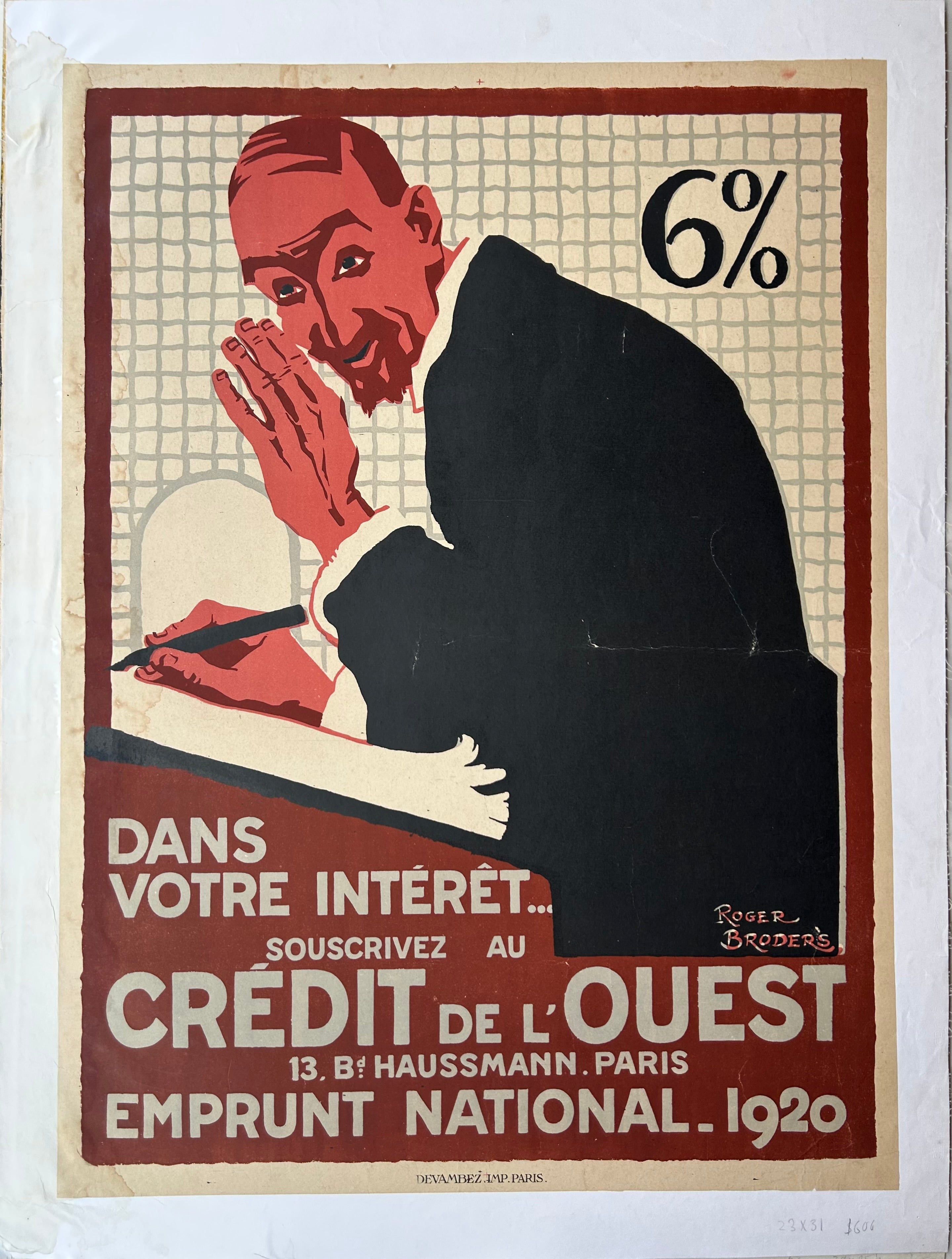 Dans Votre Intérêt Souscrivez Au Crédit de L'Ouest Poster