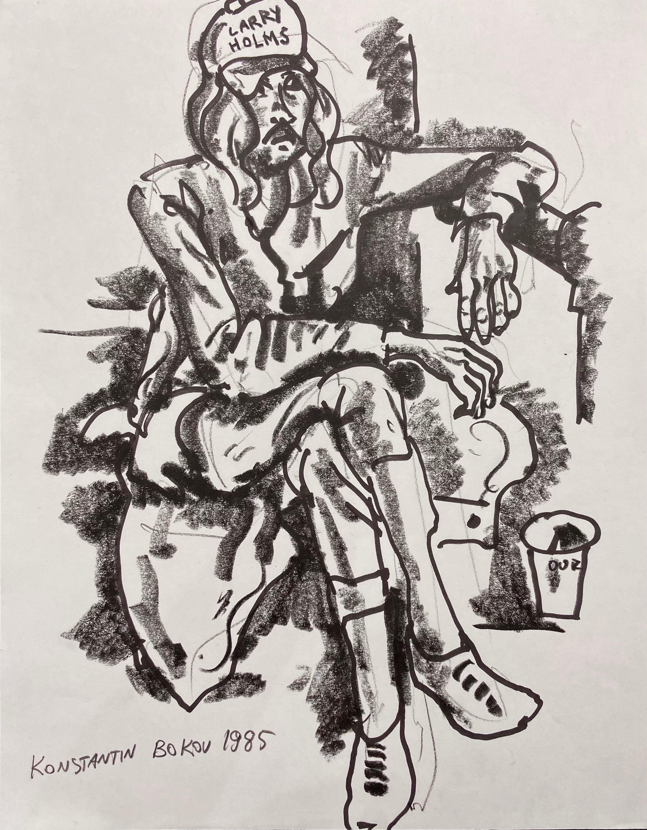 charcoal drawing of a man