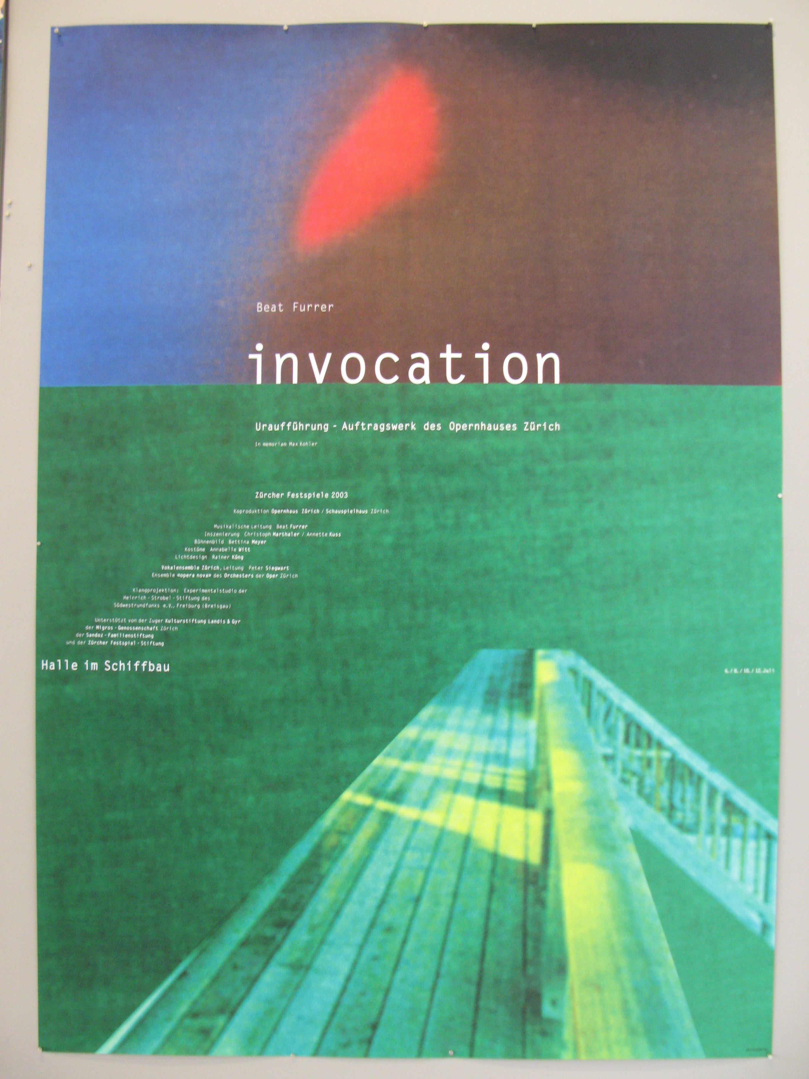 Beat Furrer Invocation Swiss Poster