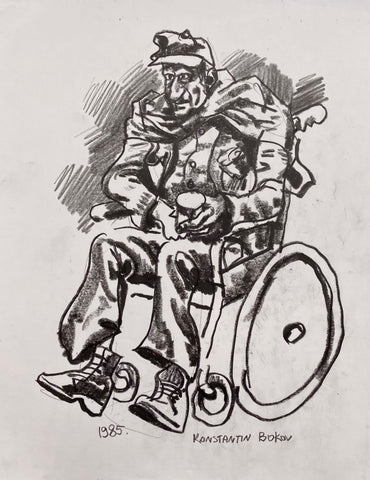 Link to Man in a Wheelchair Konstantin Bokov Charcoal DrawingU.S.A, 1985 Product